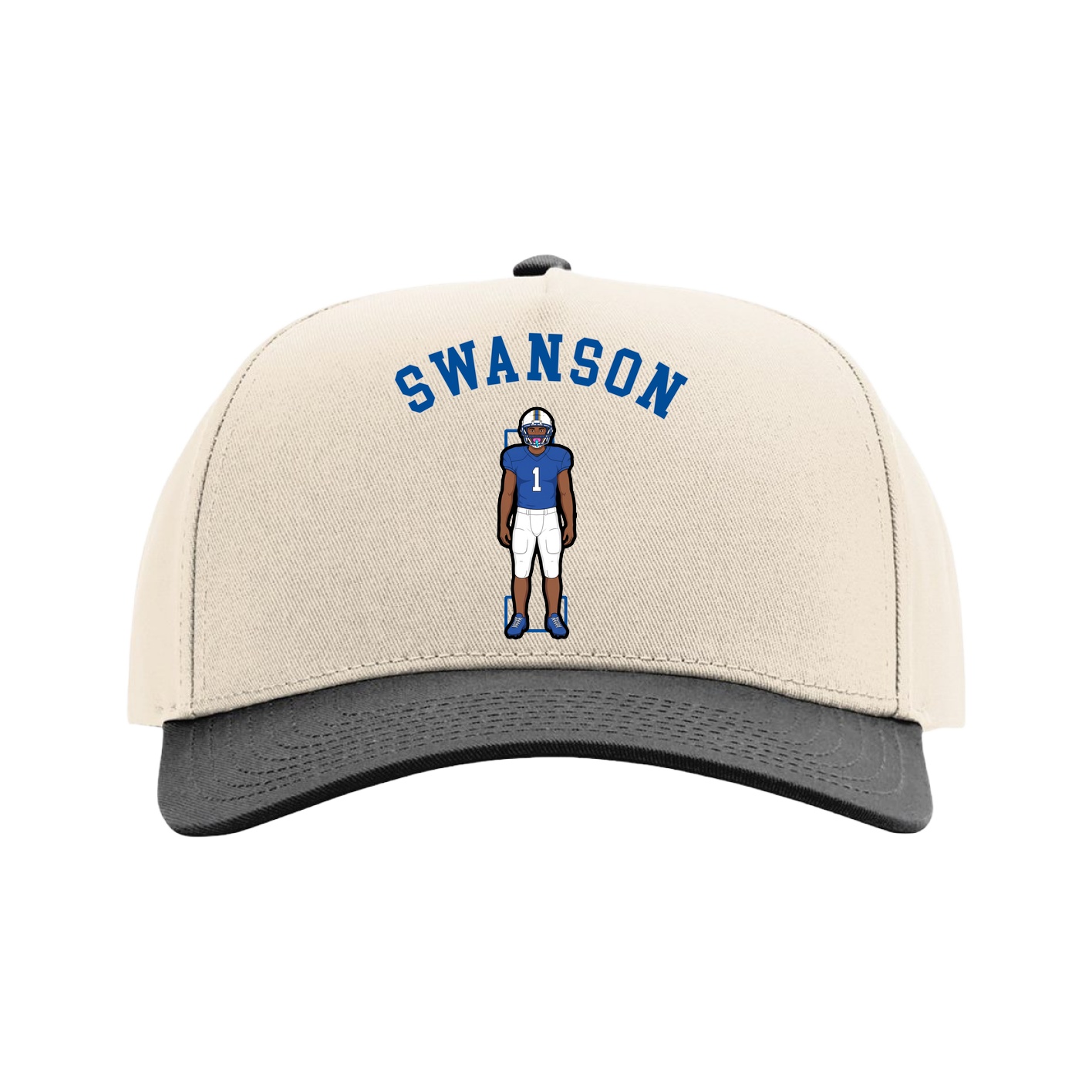 Full Fabric Five-Panel Champ Cap — Shirsey Arch in Cream/Black