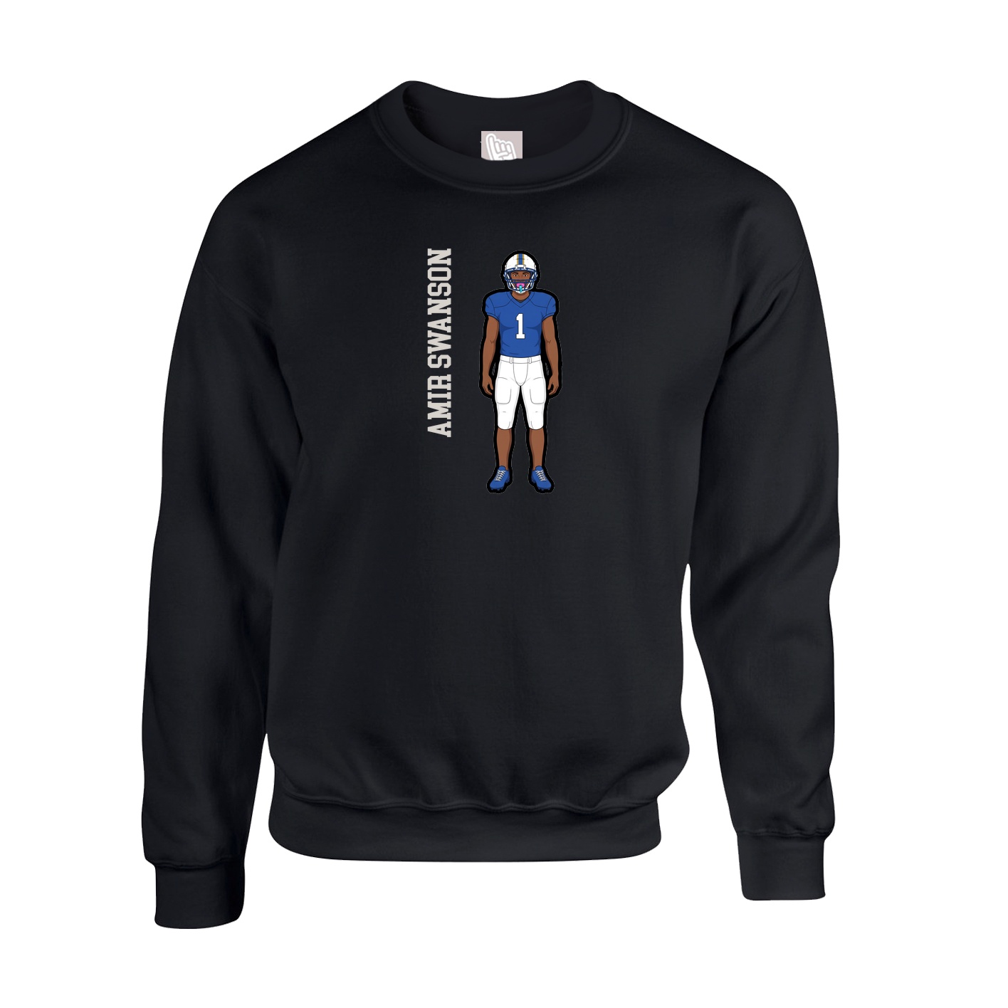 Fleece Crew — Name Vertical in Black