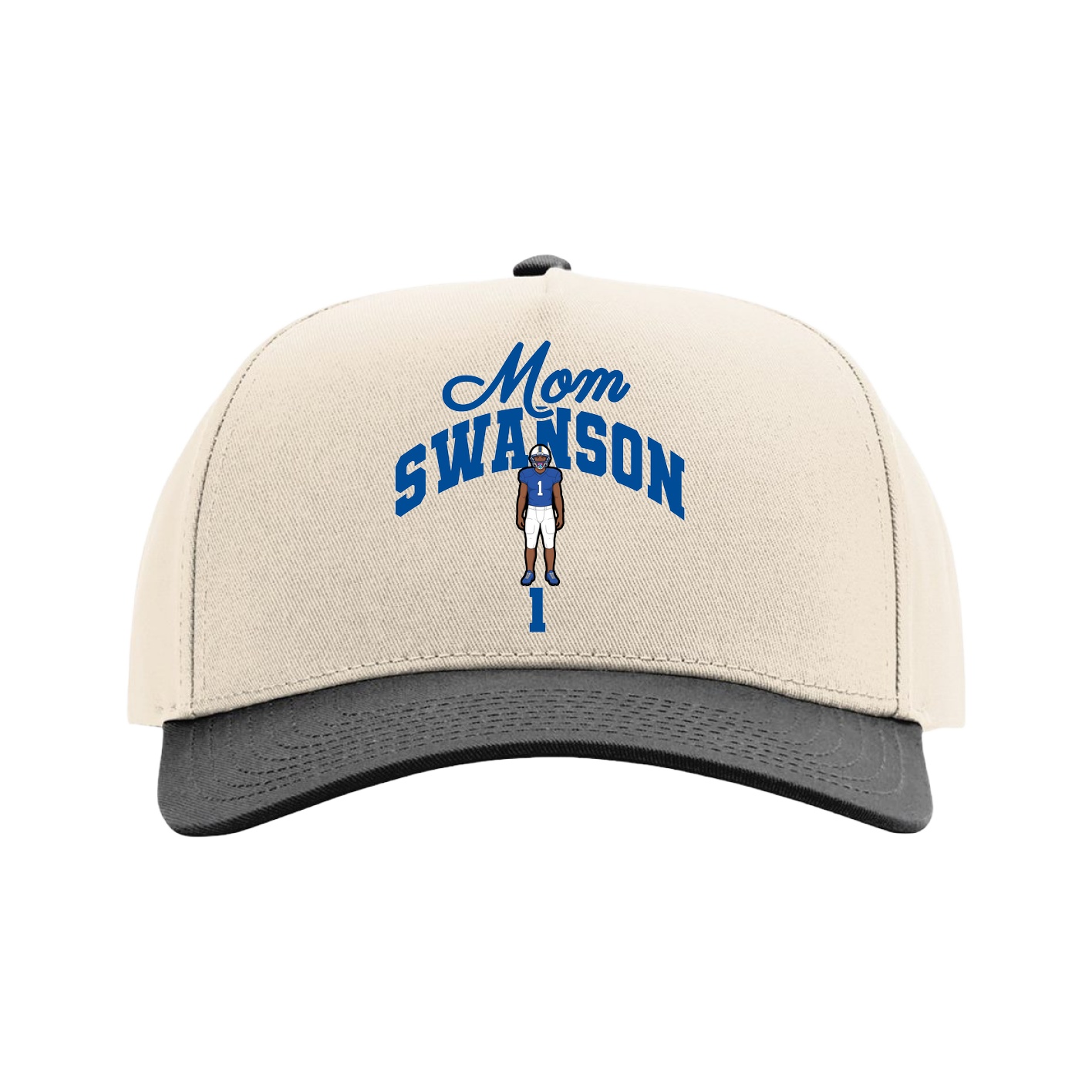 Full Fabric Five-Panel Champ Cap — Mothers Day Arch in Cream/Black