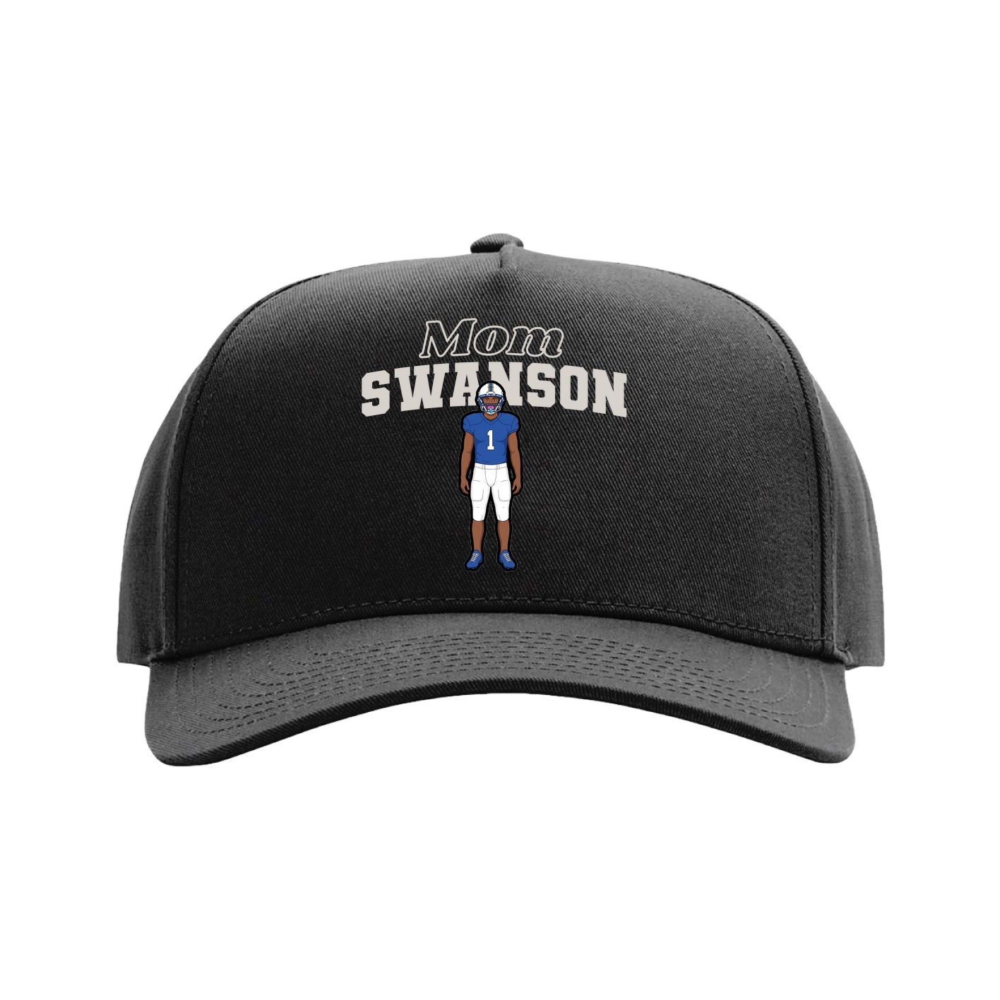 Full Fabric Five-Panel Champ Cap — Mothers Day Block in Black