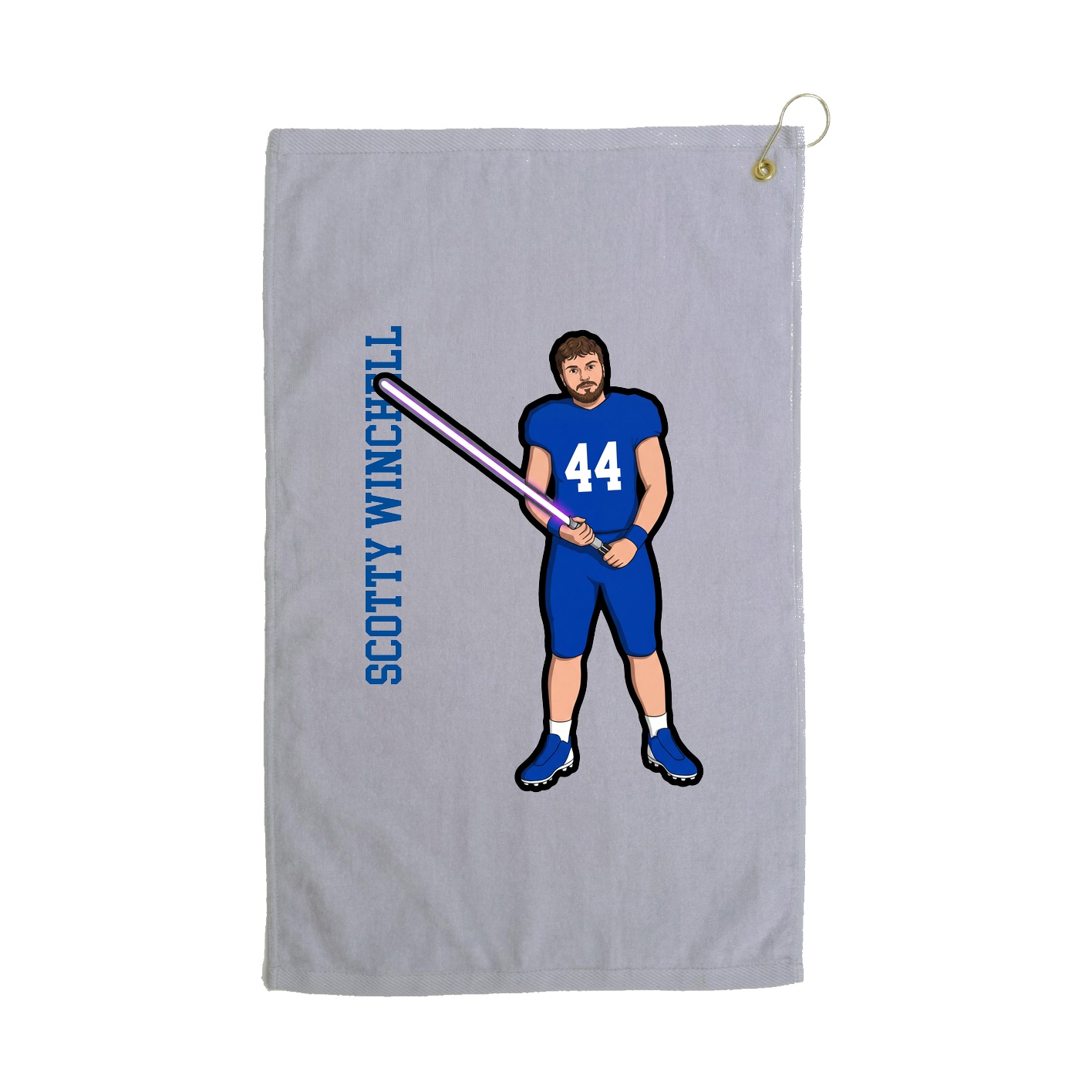 Golf Towel — Name Vertical in Grey