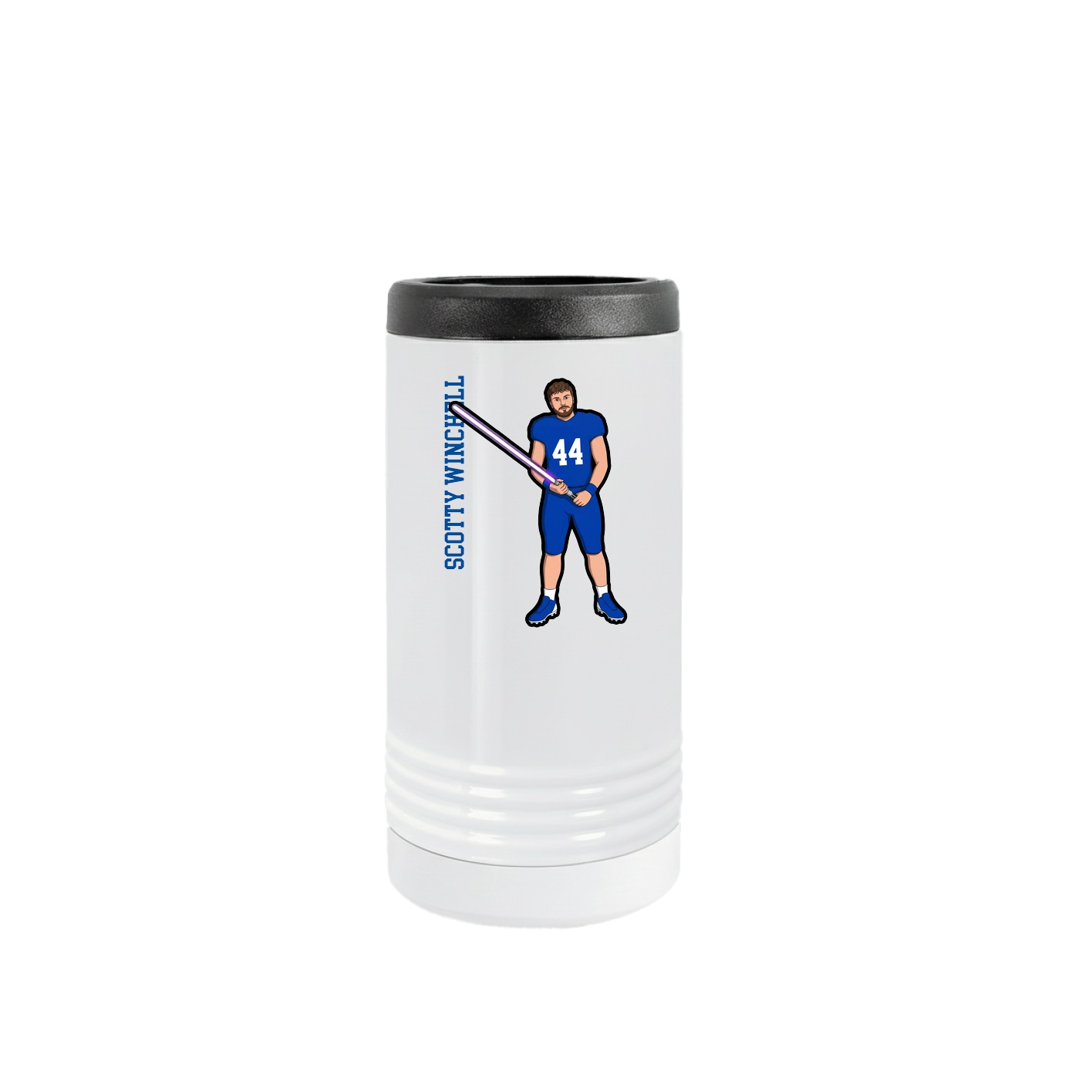 Slim Beverage Holder — Name Vertical in White