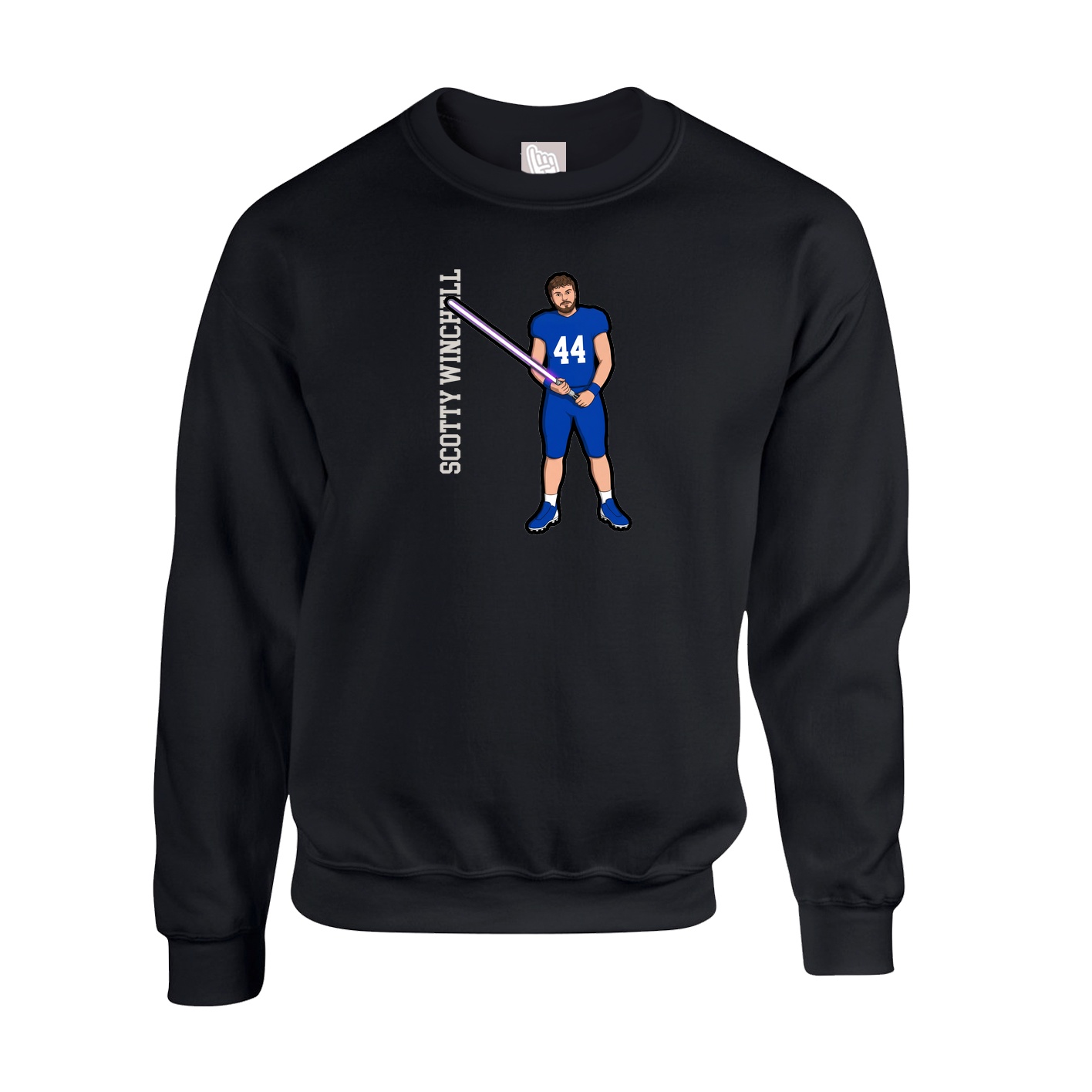 Fleece Crew — Name Vertical in Black