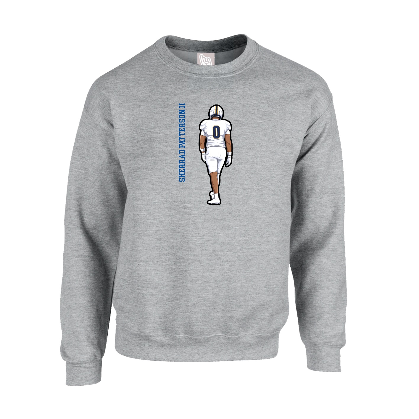 Fleece Crew — Name Vertical in Grey
