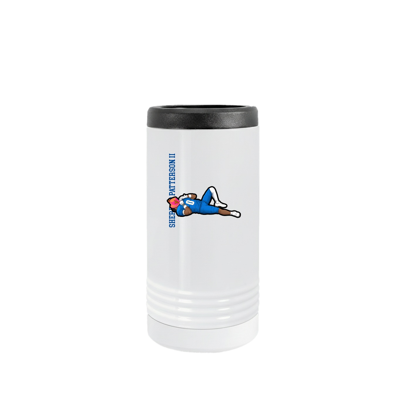 Slim Beverage Holder — Name Vertical in White