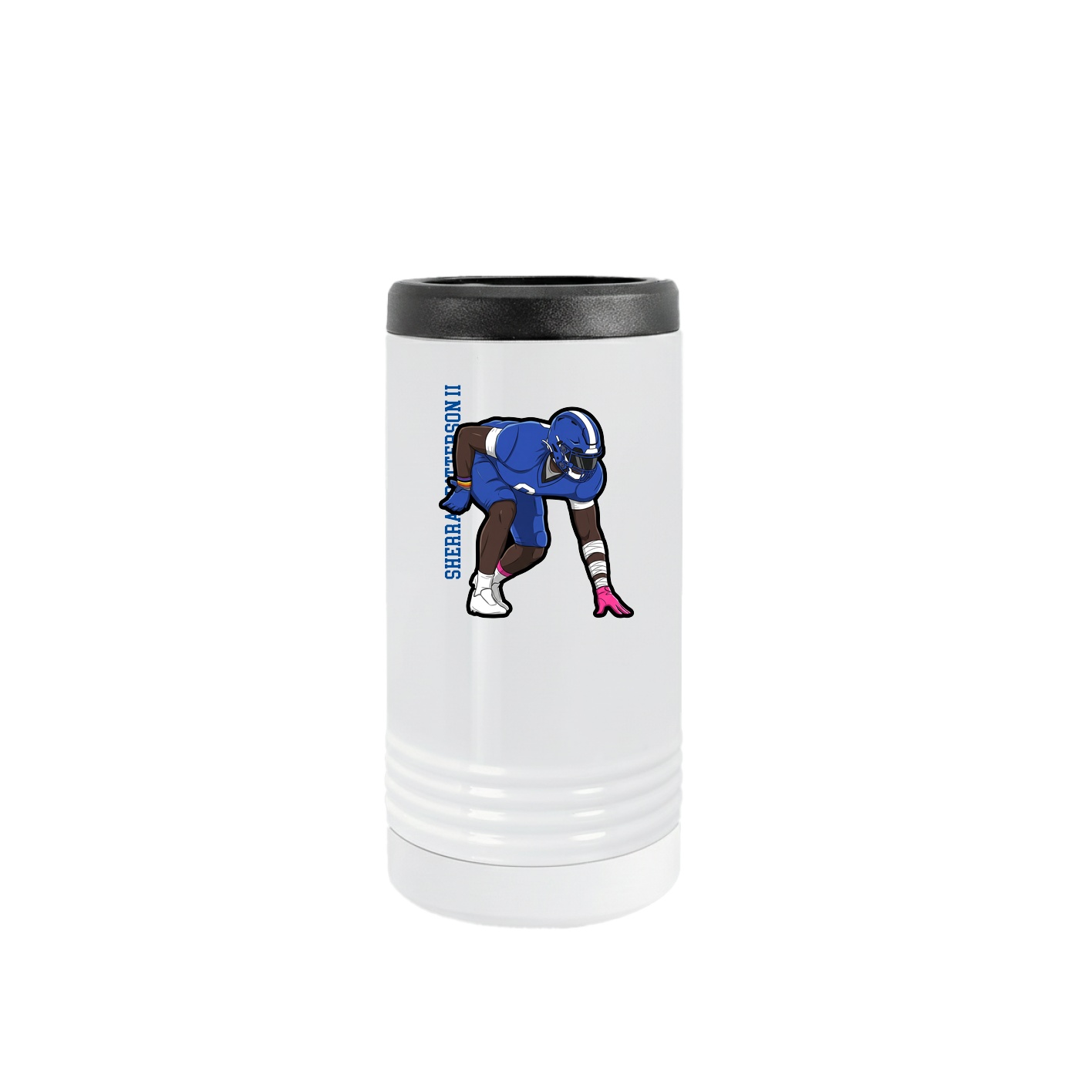 Slim Beverage Holder — Name Vertical in White