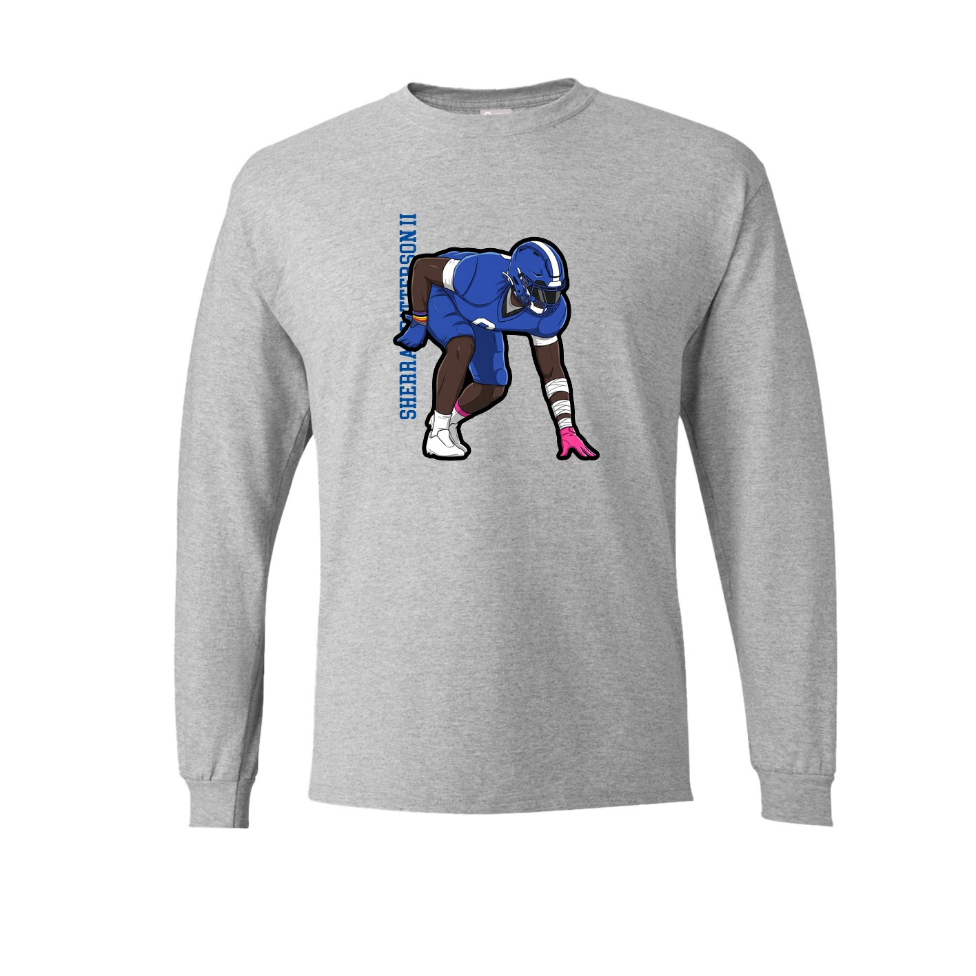 Long Sleeve Tee — Name Vertical in Grey