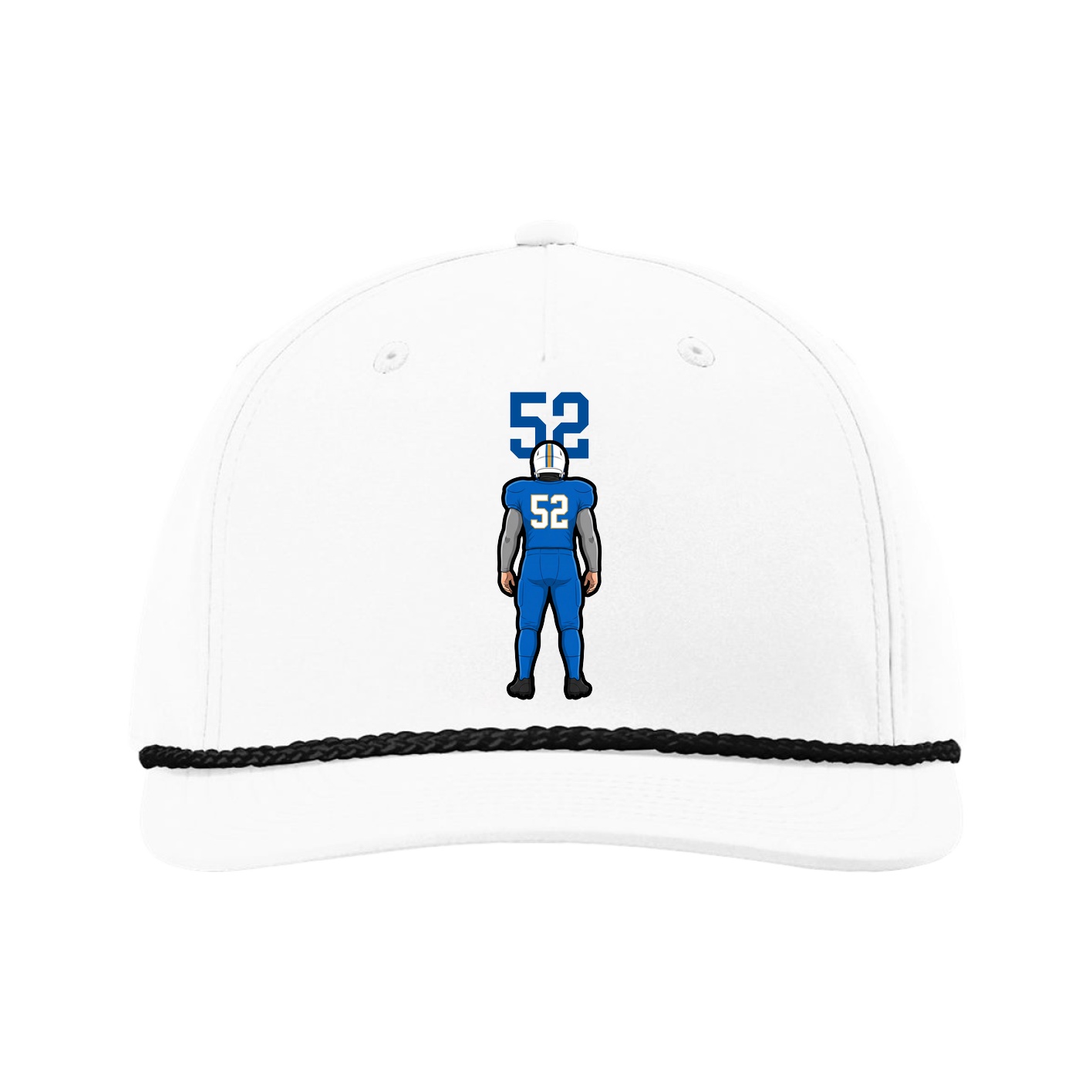 Five-Panel Classic Rope Cap — Number Top in White