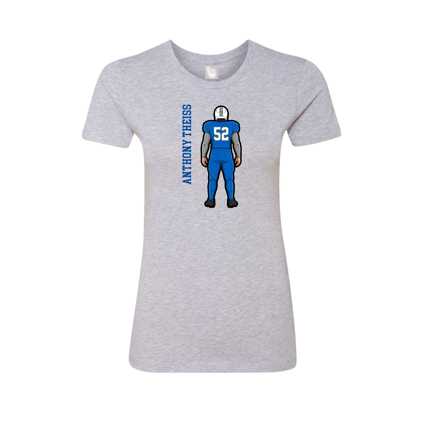 Fitted Women's Tee — Name Vertical in Grey
