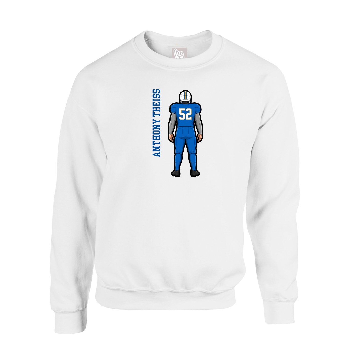 Fleece Crew — Name Vertical in White