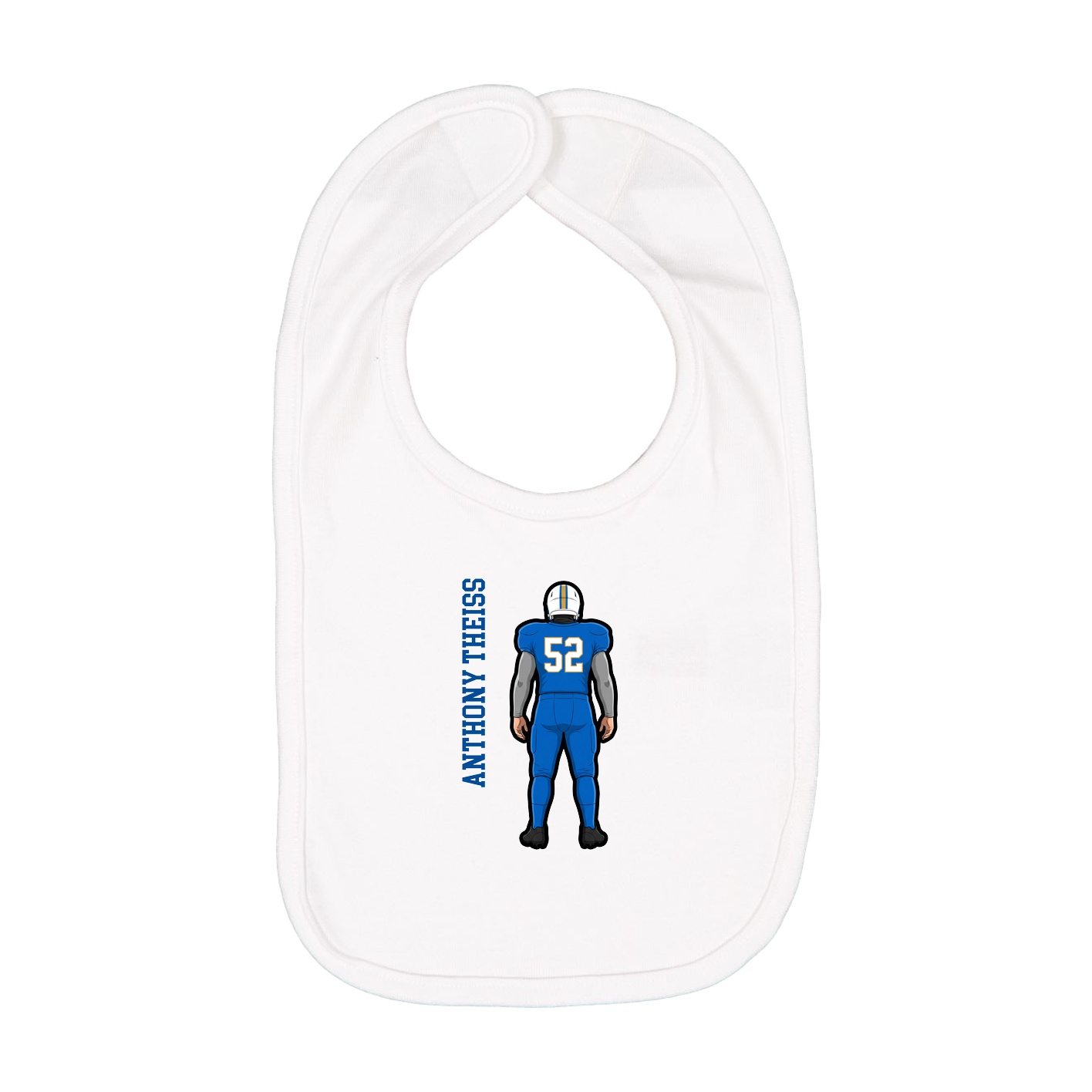 Infant Bib — Name Vertical in White