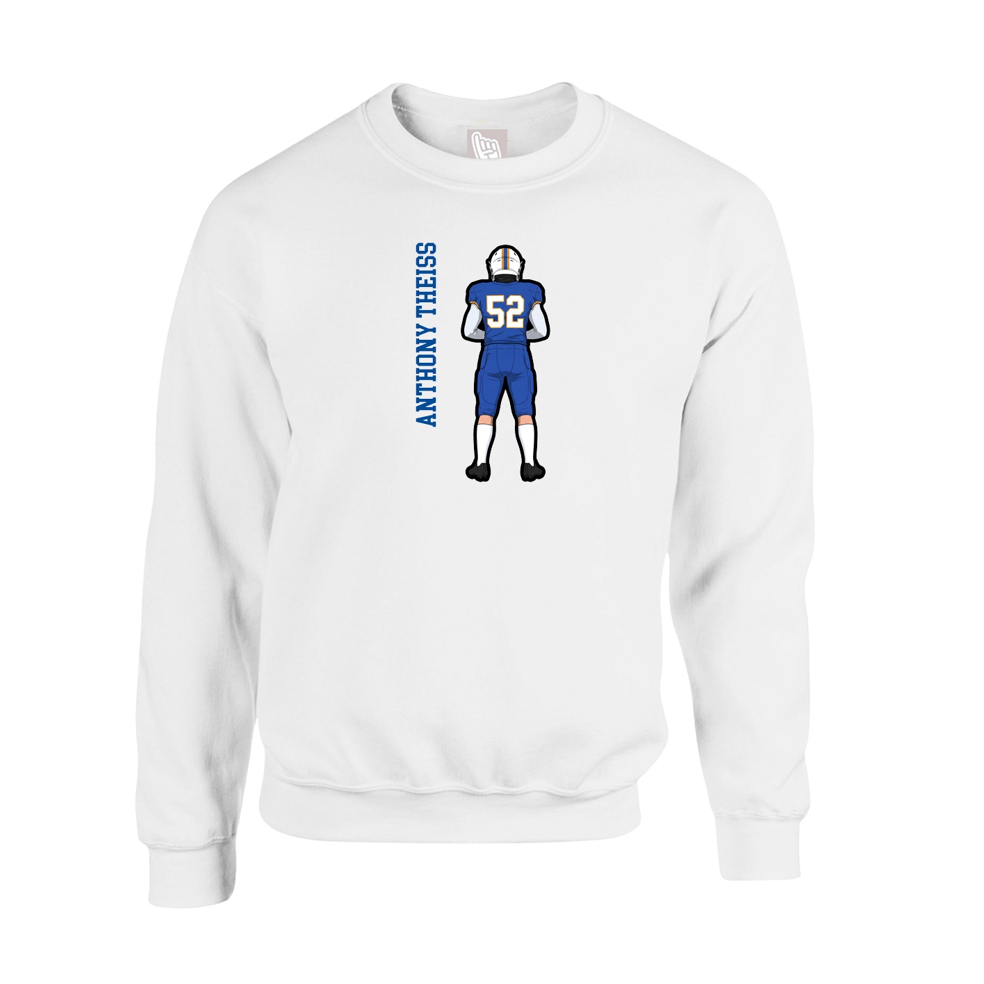 Fleece Crew — Name Vertical in White