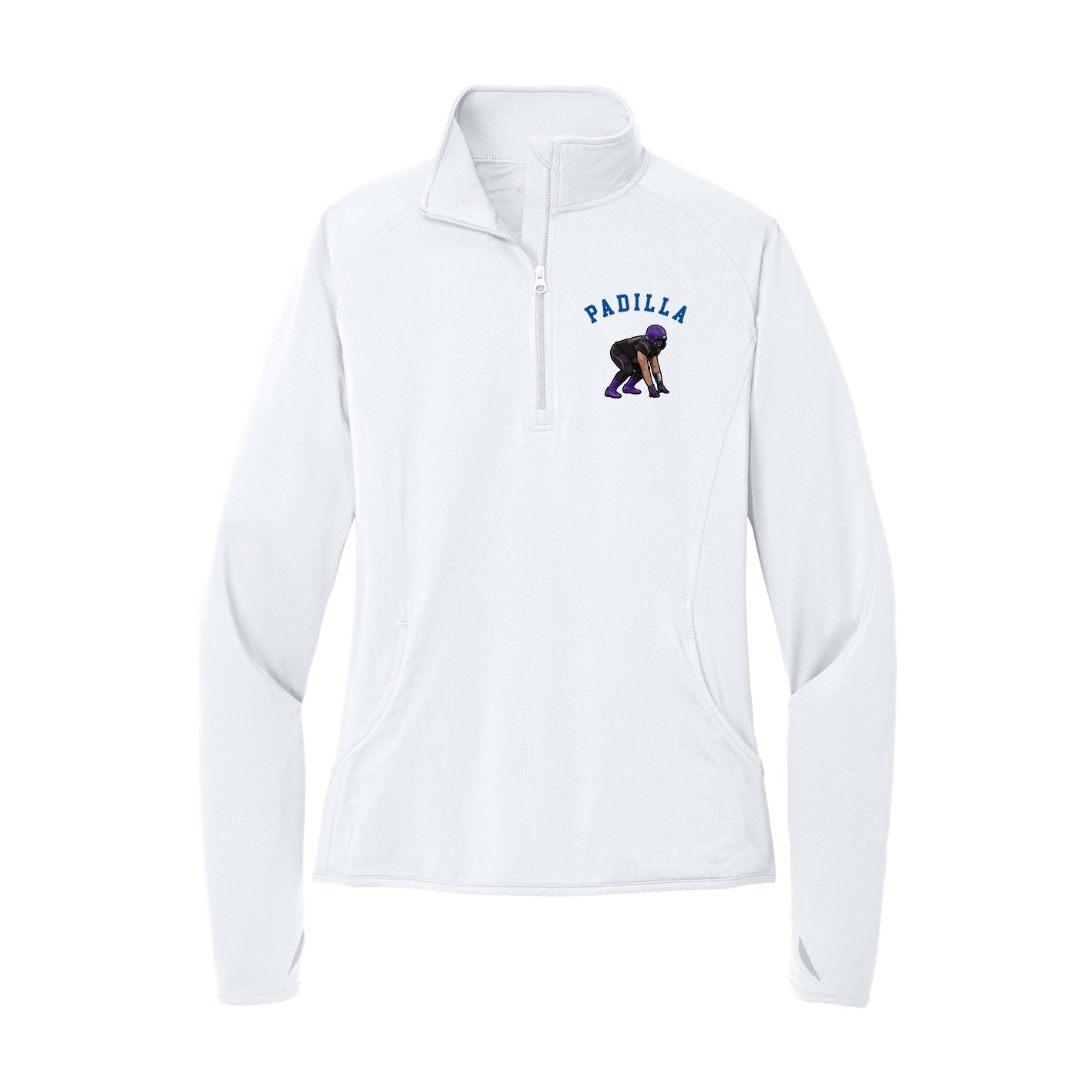 Women's Q-Zip Pullover — Shirsey Arch in White