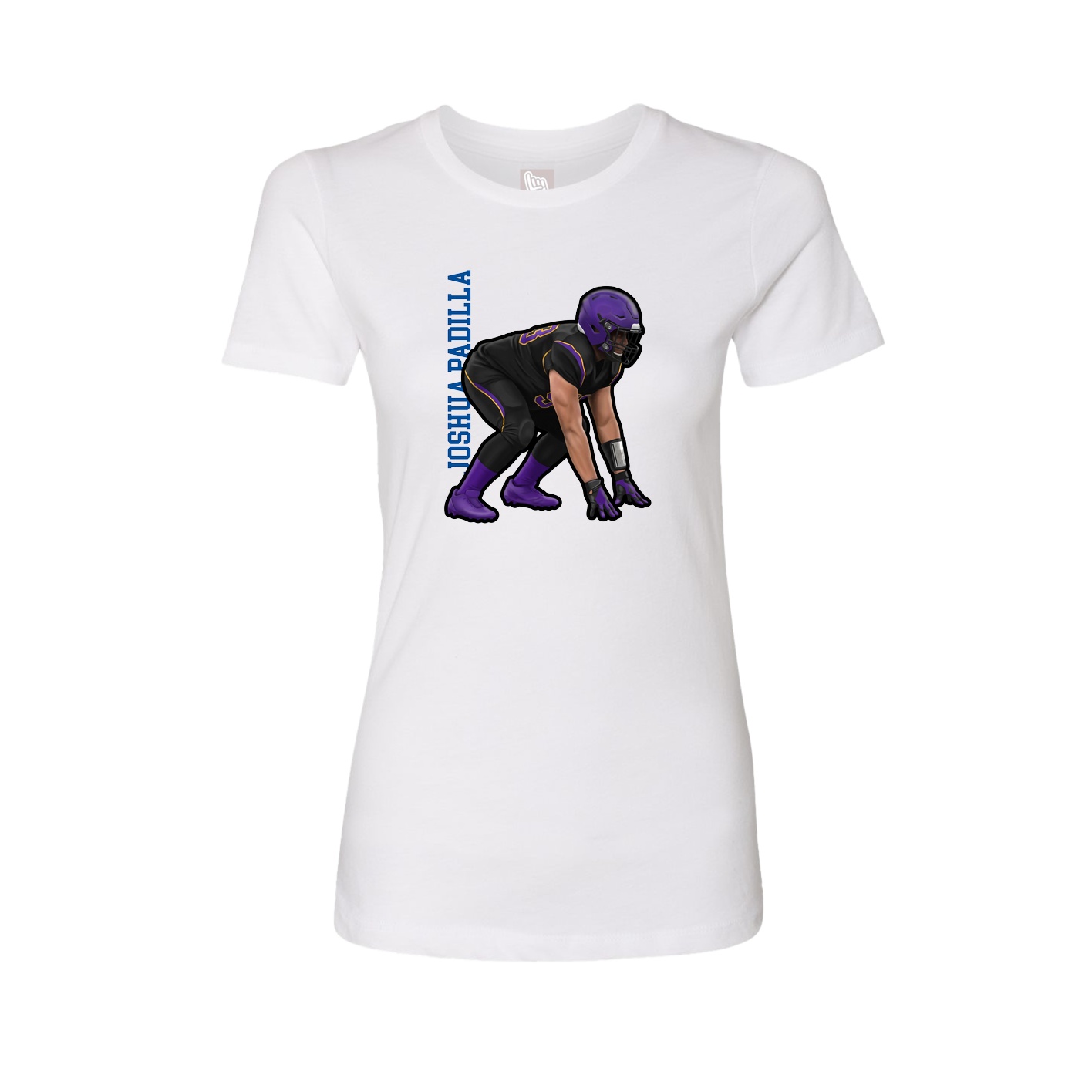 Womens Tee — Name Vertical in White