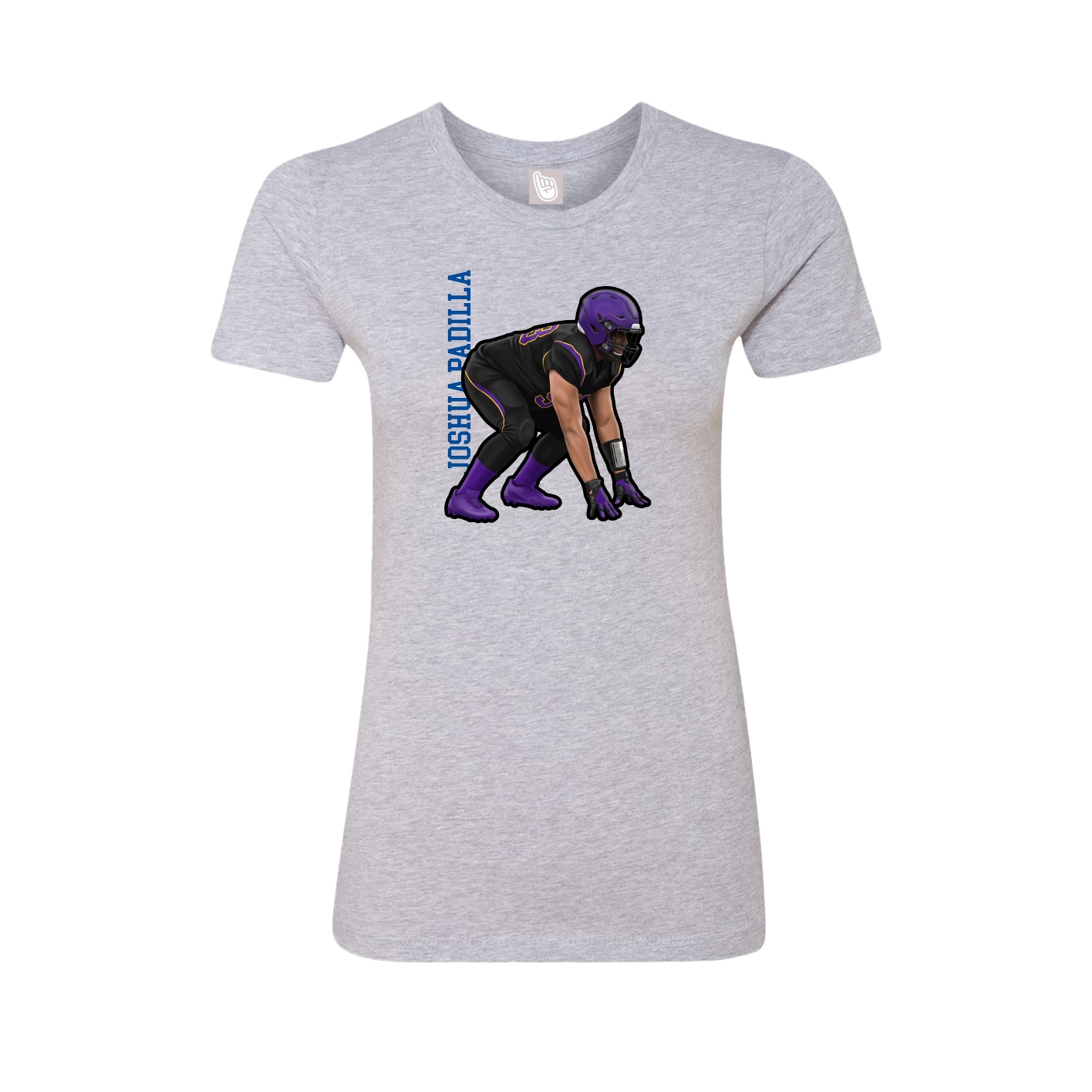 Fitted Women's Tee — Name Vertical in Grey