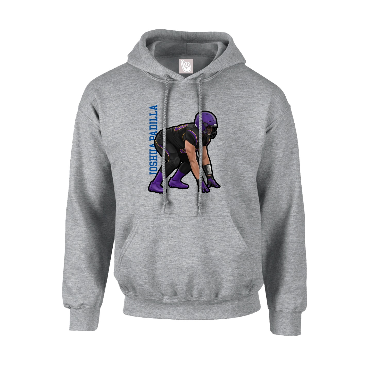 Hoodie — Name Vertical in Grey