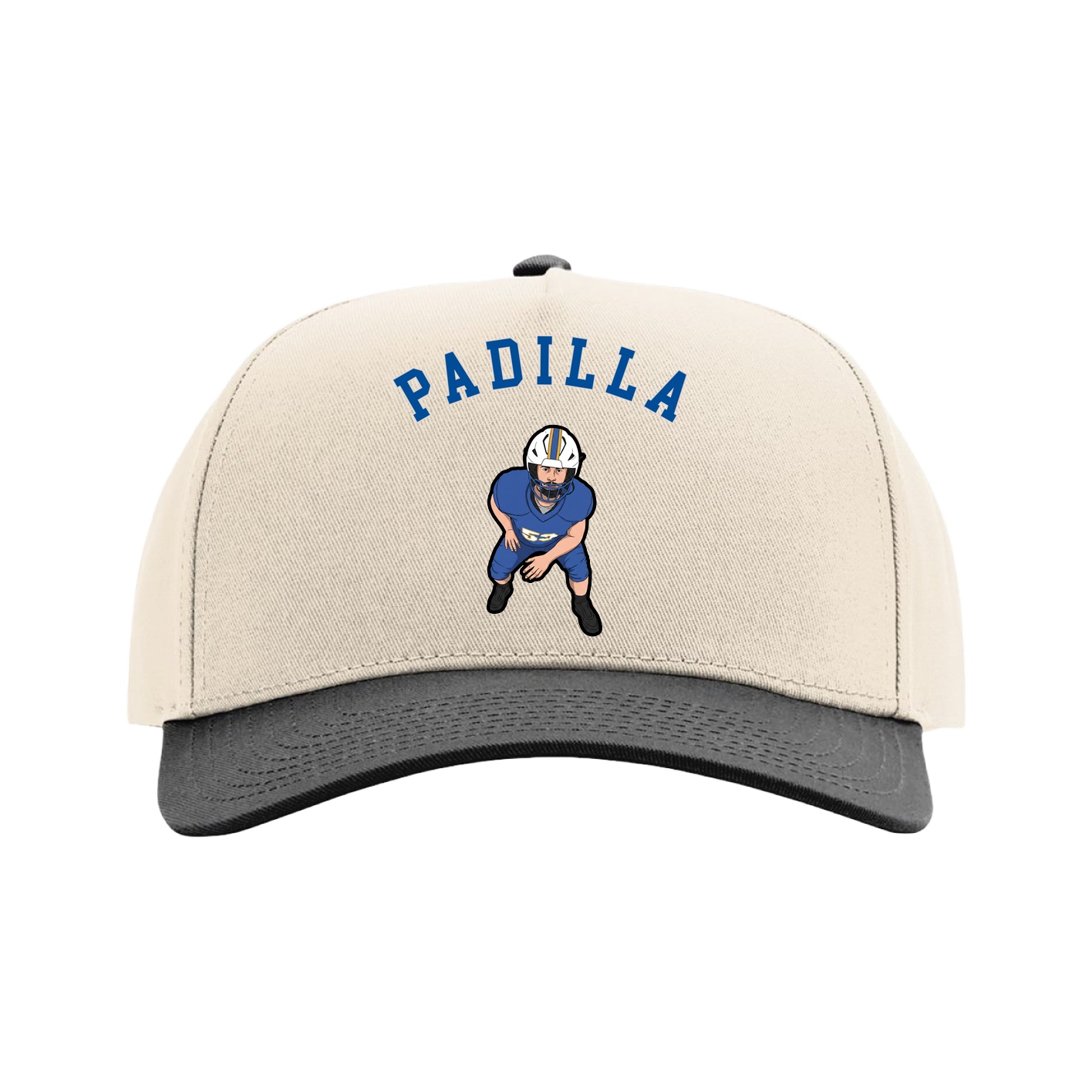 Full Fabric Five-Panel Champ Cap — Shirsey Arch in Cream/Black