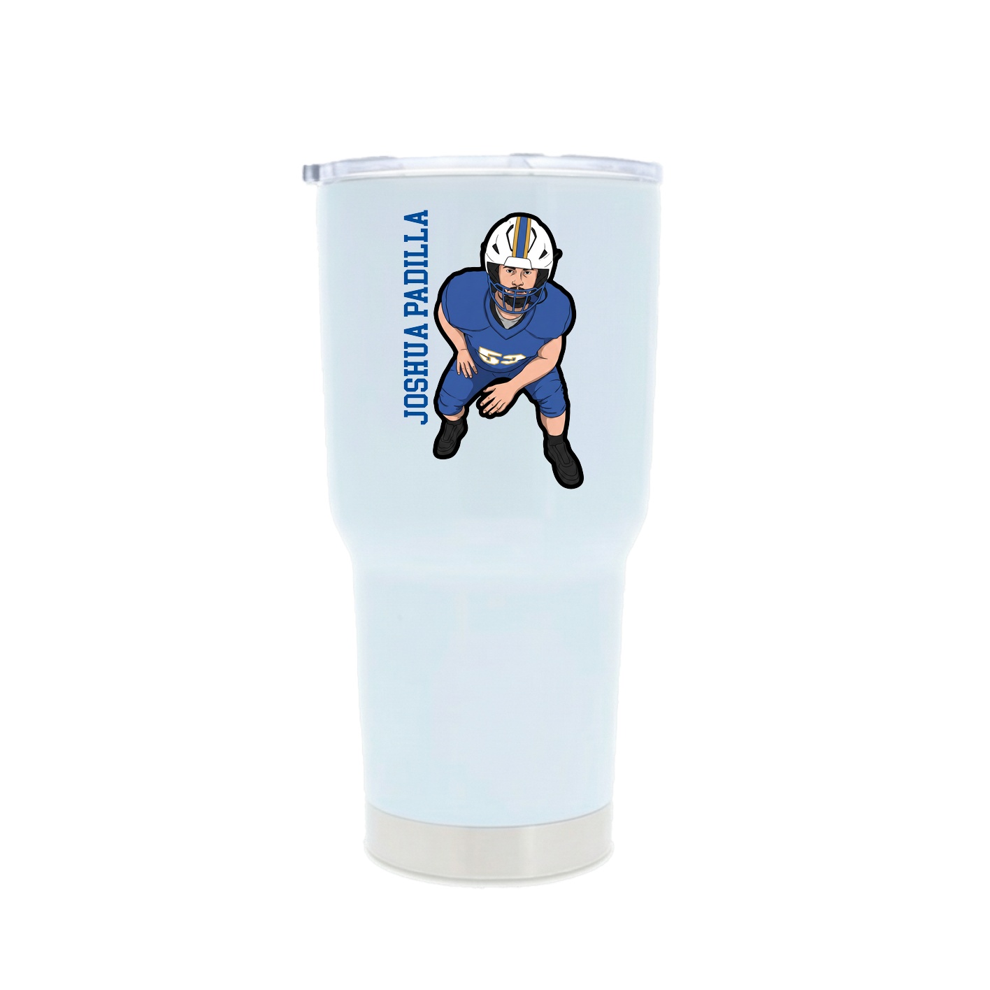 30oz Stainless Steel Tumbler — Name Vertical in White