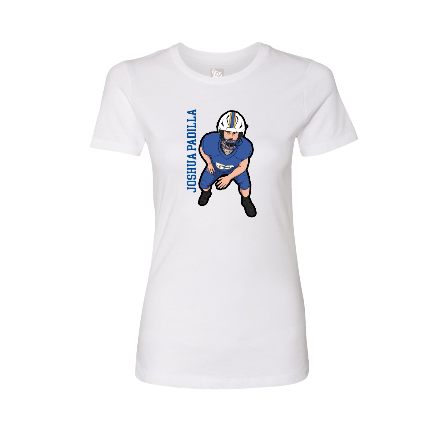 Fitted Women's Tee — Name Vertical in White
