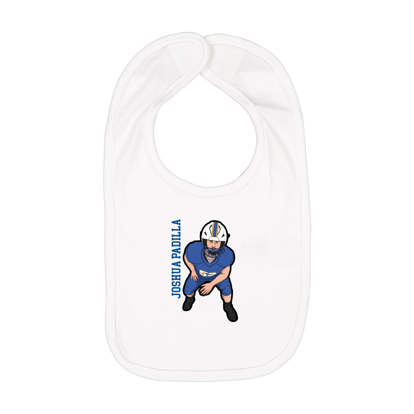Infant Bib — Name Vertical in White