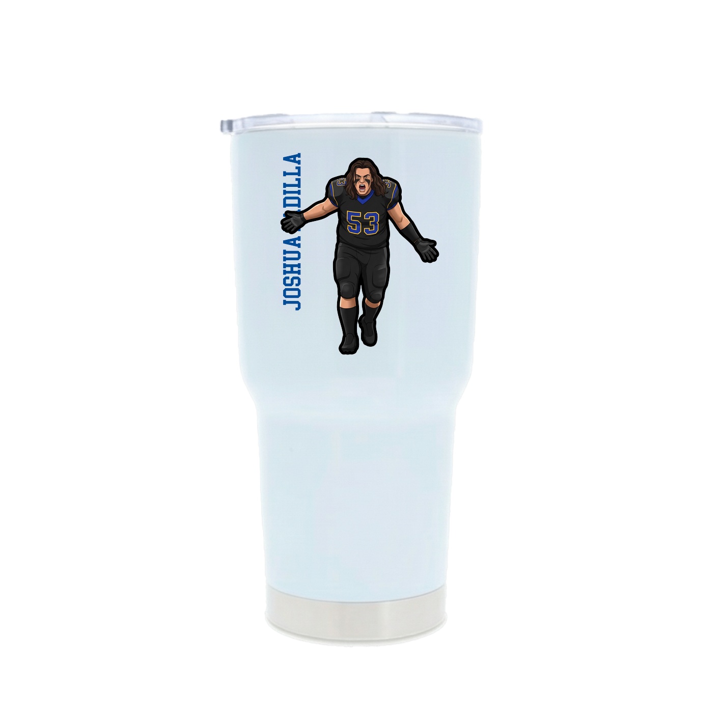 30oz Stainless Steel Tumbler — Name Vertical in White