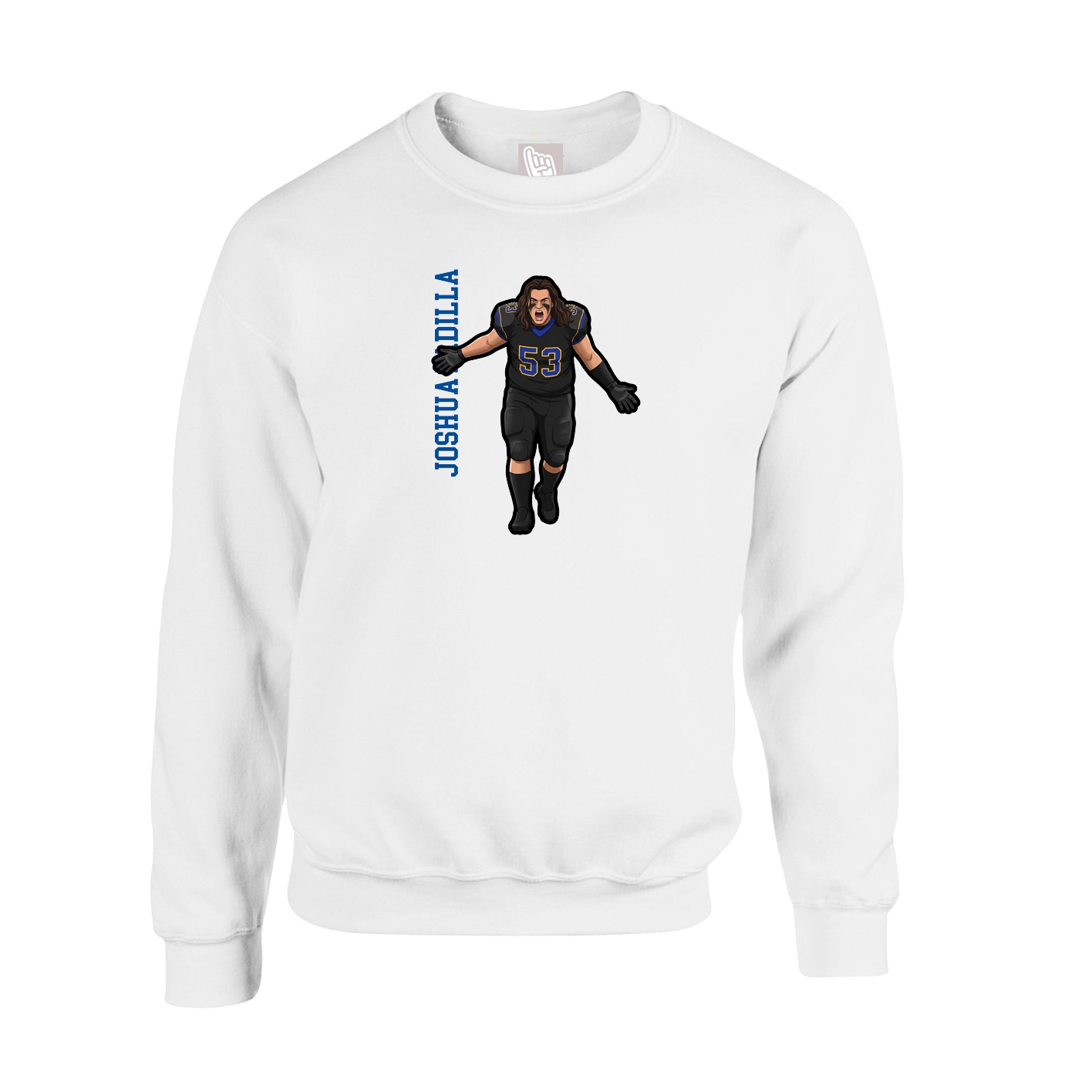 Fleece Crew — Name Vertical in White
