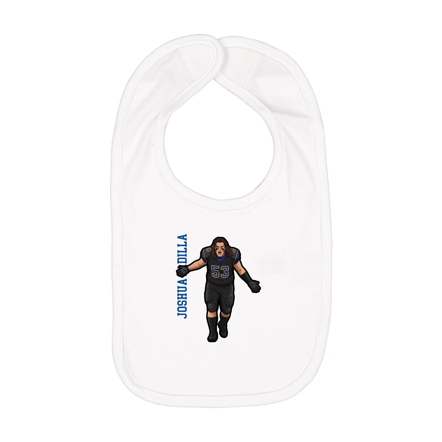 Infant Bib — Name Vertical in White