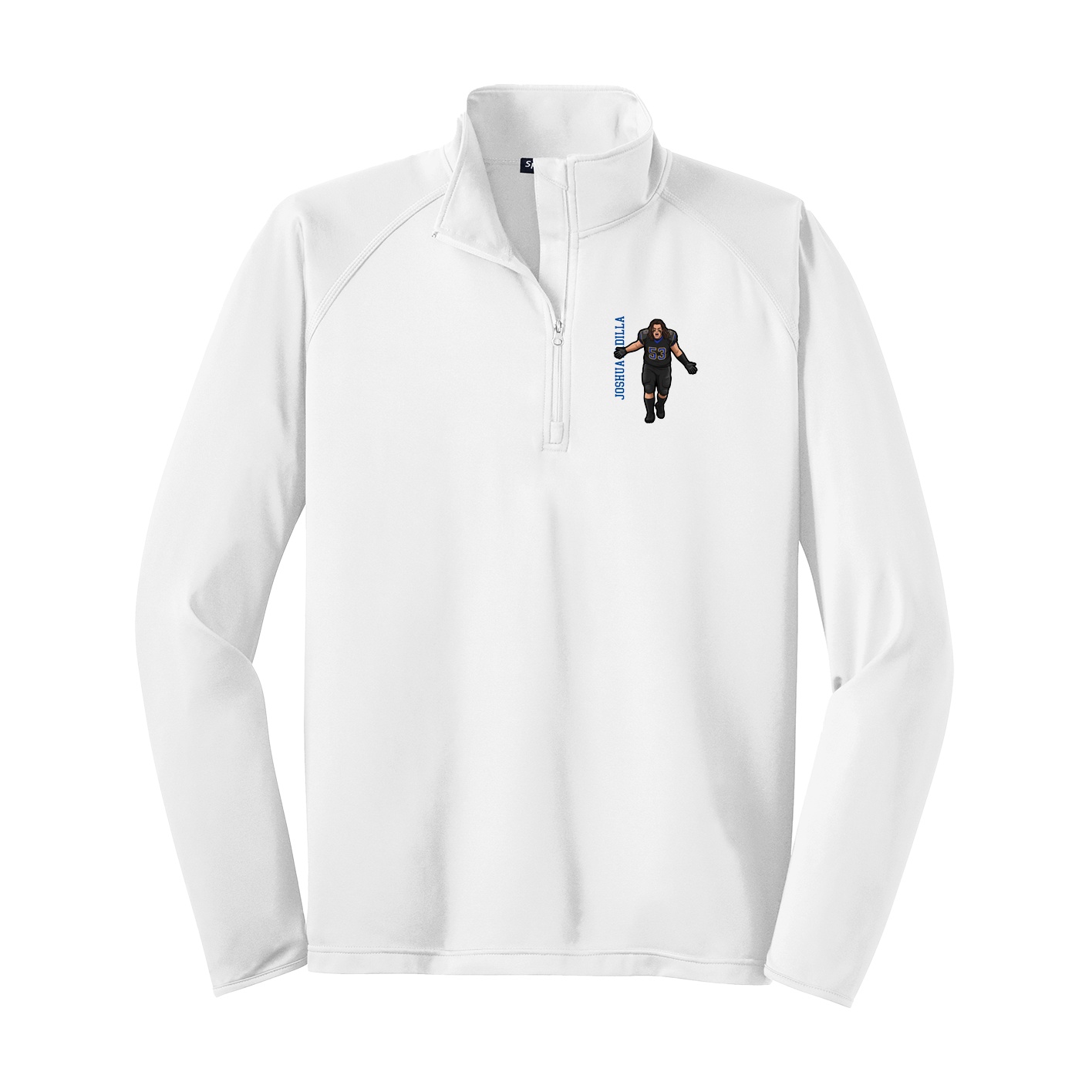 Q-Zip Pullover — Name Vertical in White
