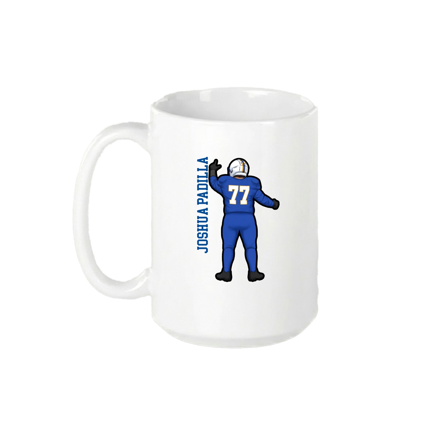 15oz Coffee Mug — Name Vertical in White