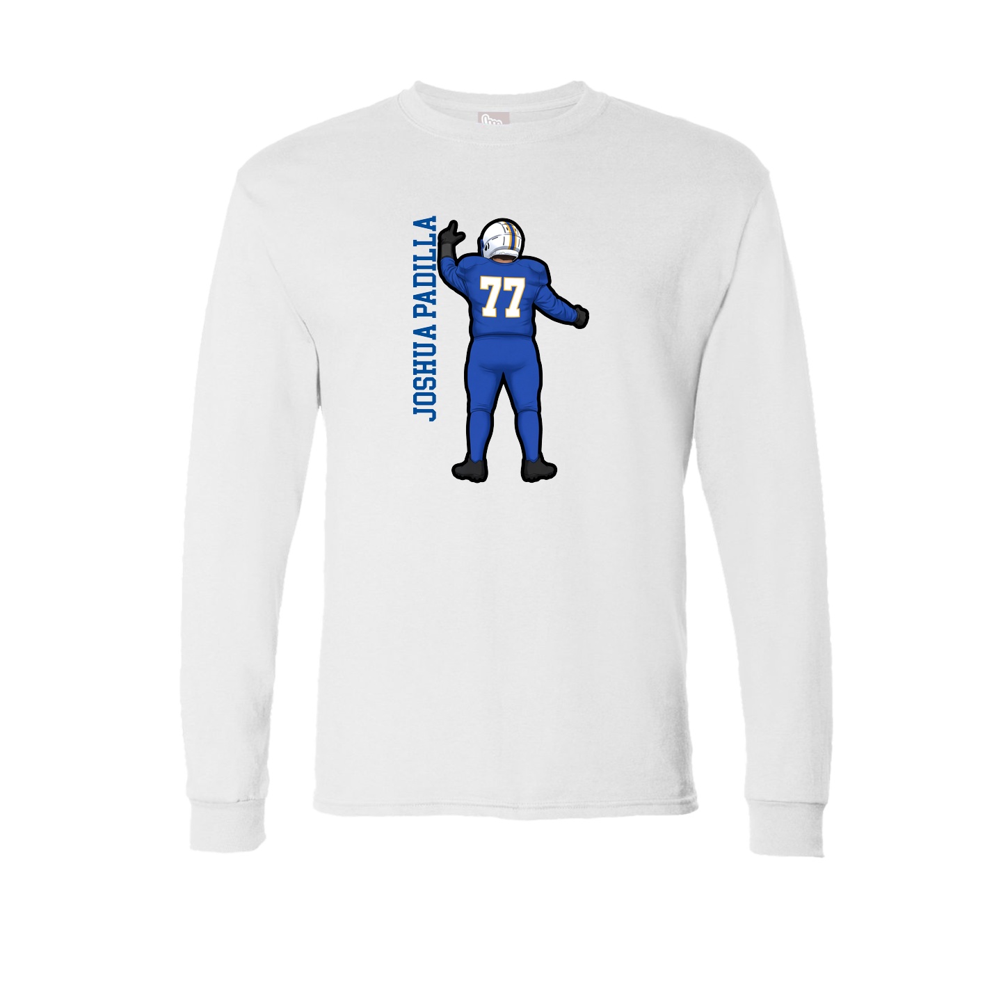 Long Sleeve Tee — Name Vertical in White