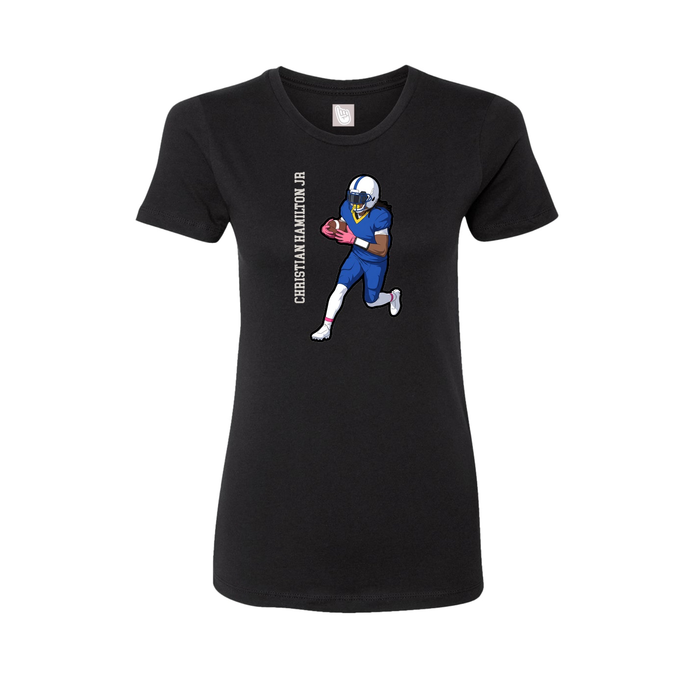Fitted Women's Tee — Name Vertical in Black