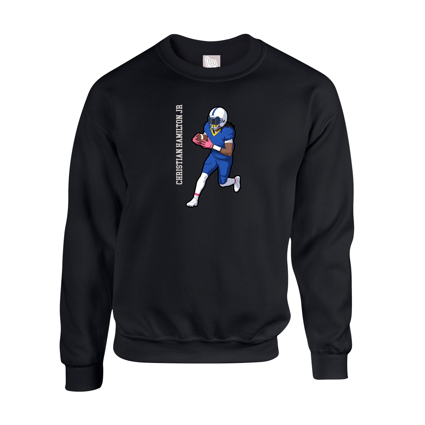 Fleece Crew — Name Vertical in Black