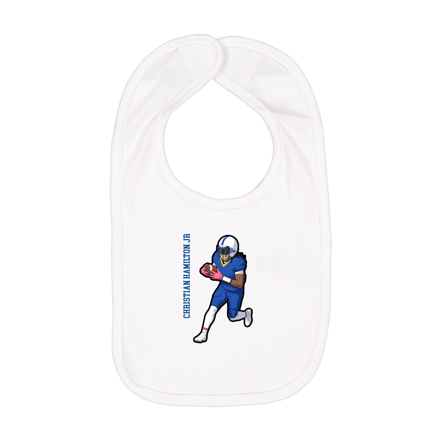 Infant Bib — Name Vertical in White