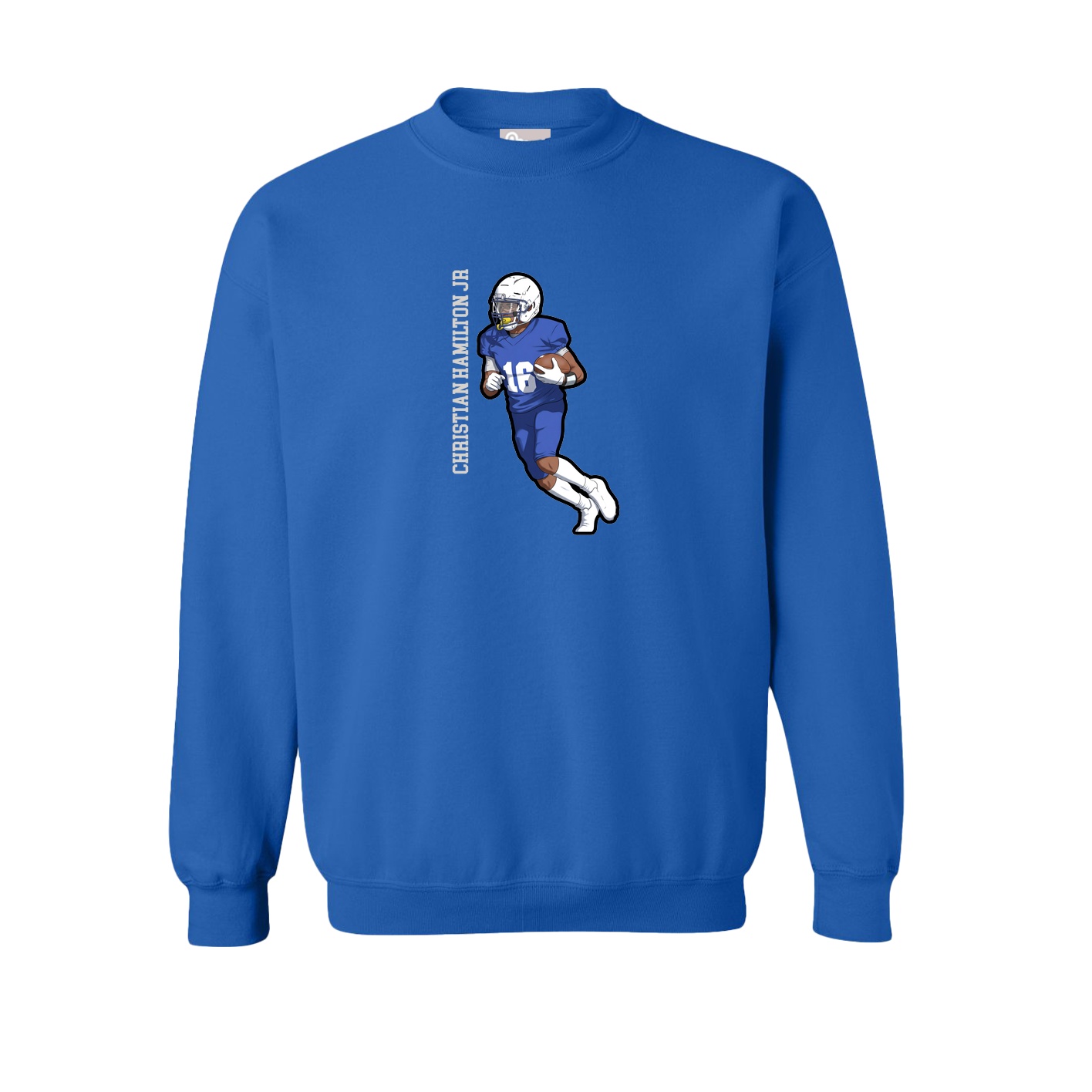 Fleece Crew — Name Vertical in Royal