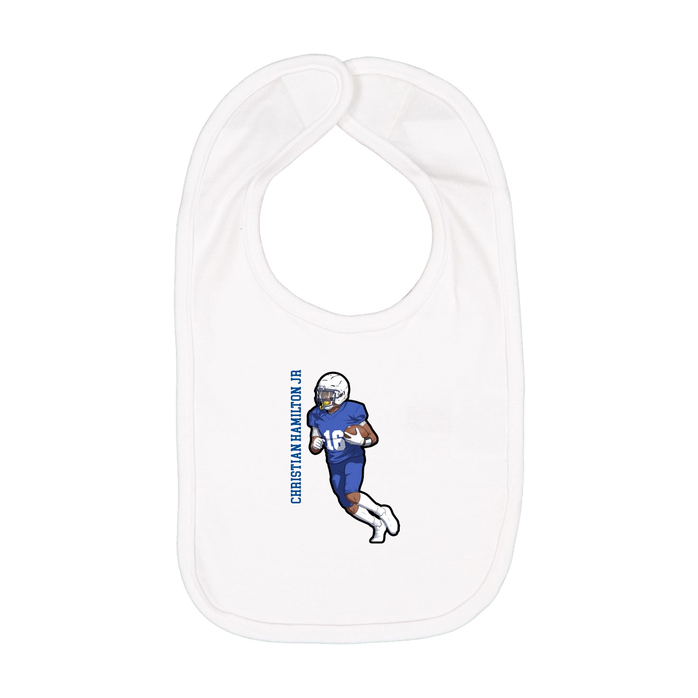Infant Bib — Name Vertical in White