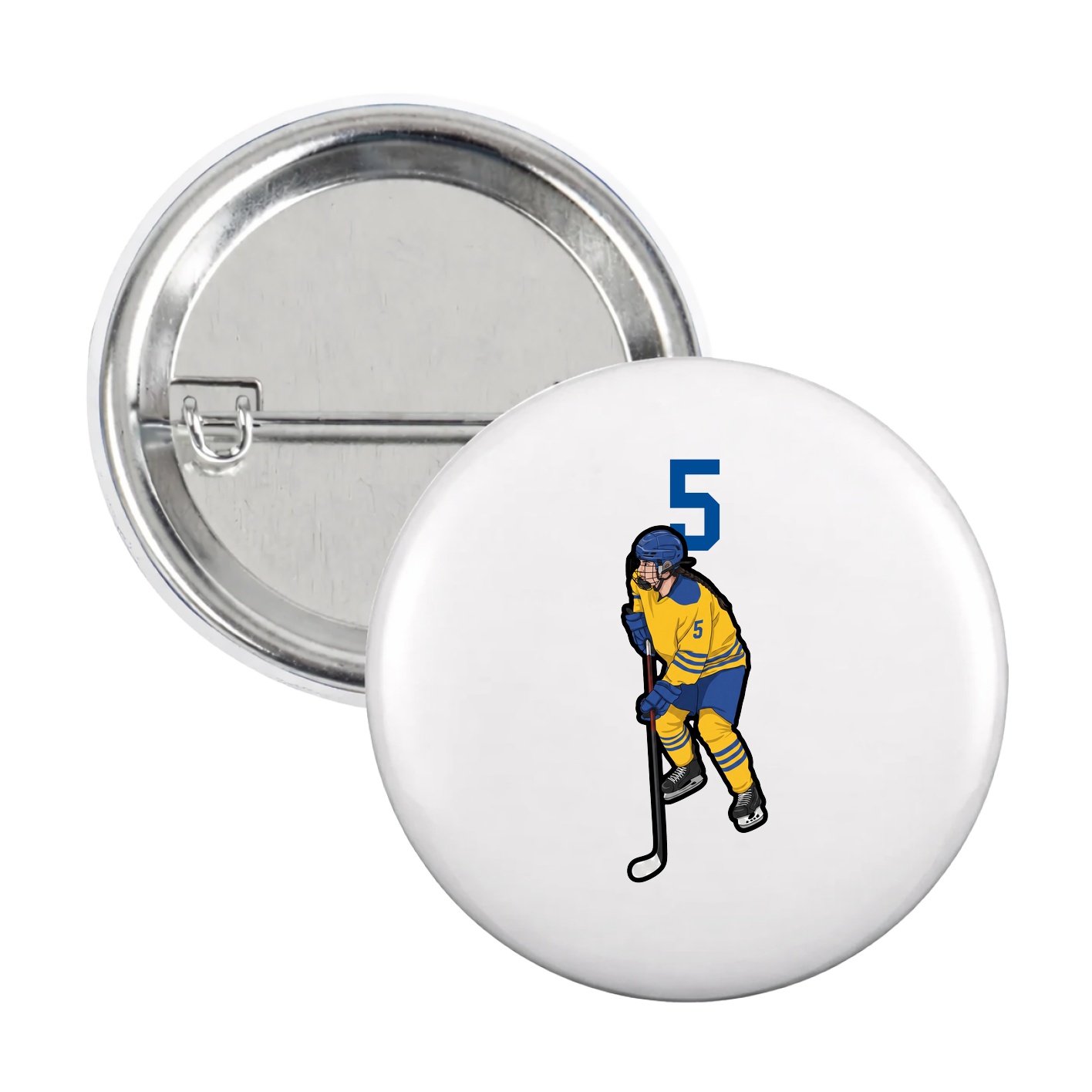 Game Day Button — Number Top in White