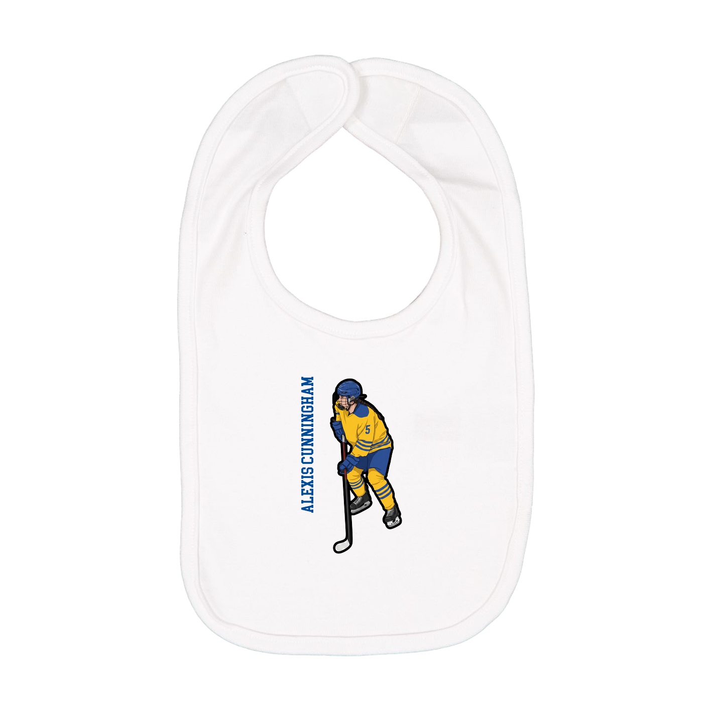 Infant Bib — Name Vertical in White
