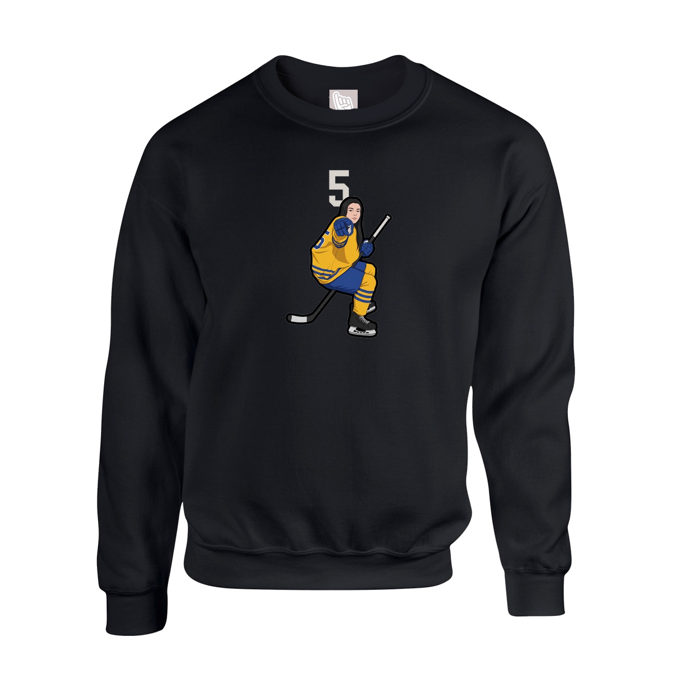 Fleece Crew — Number Top in Black