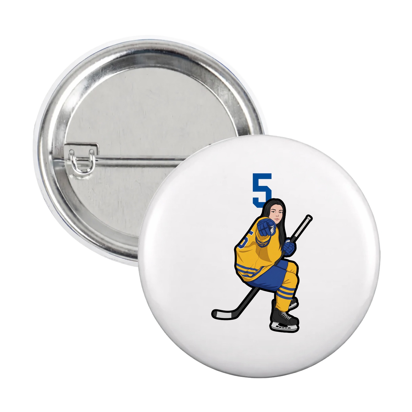 Game Day Button — Number Top in White