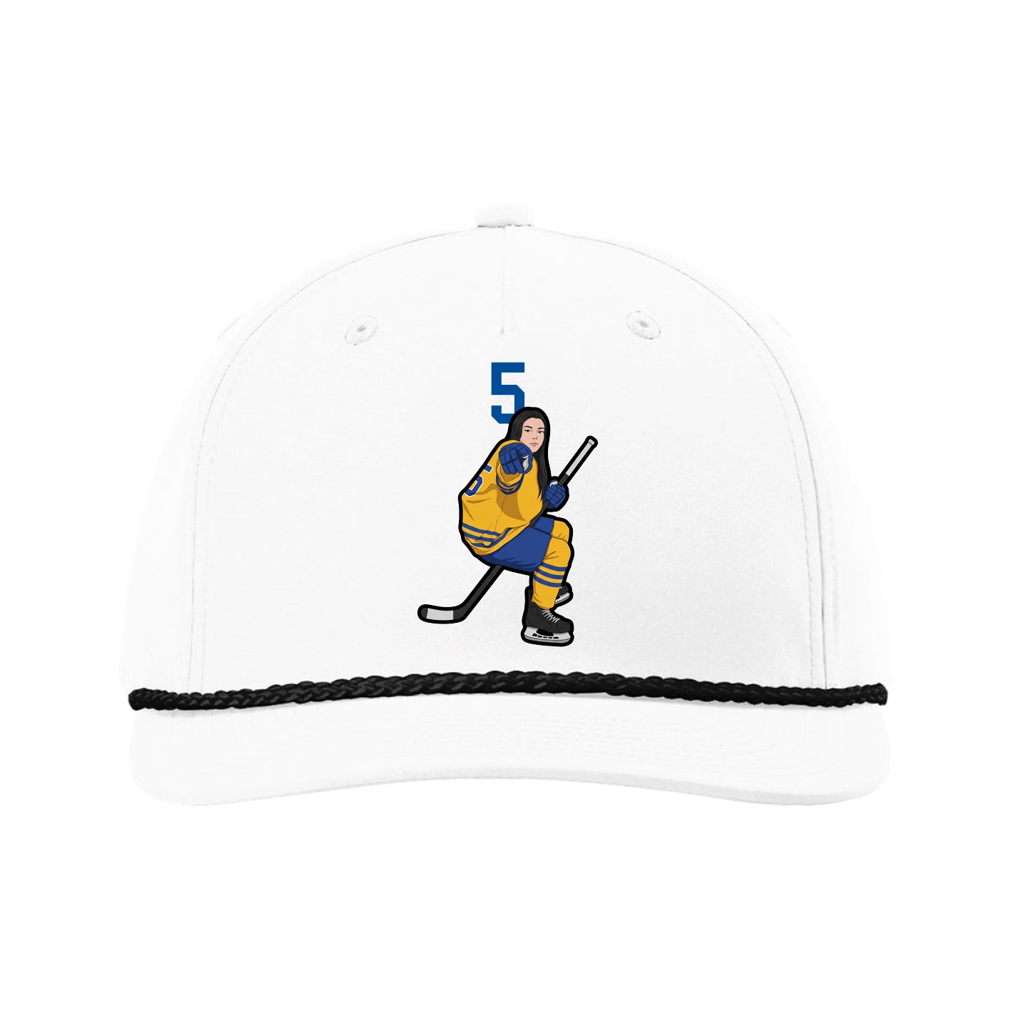 Five-Panel Classic Rope Cap — Number Top in White