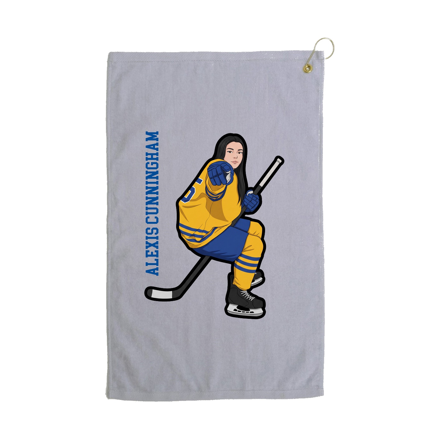 Golf Towel — Name Vertical in Grey