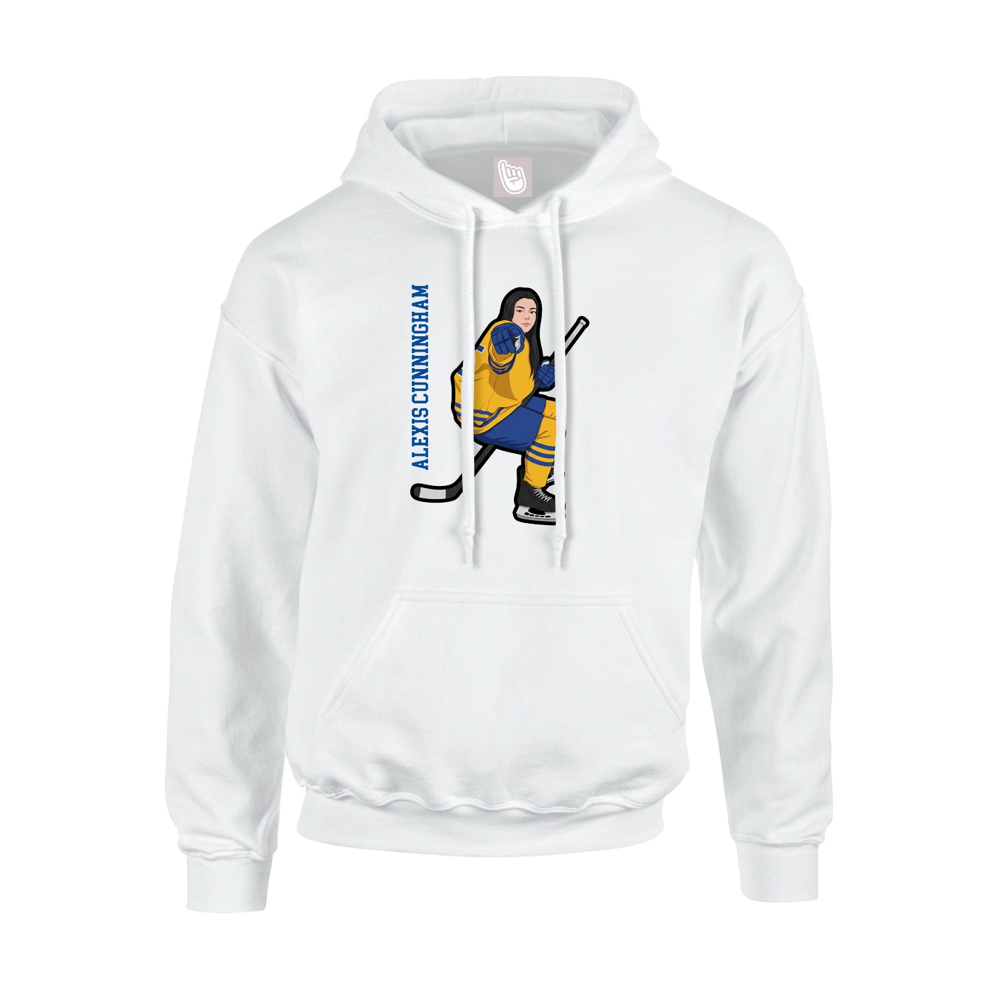 Youth Hoodie — Name Vertical in White