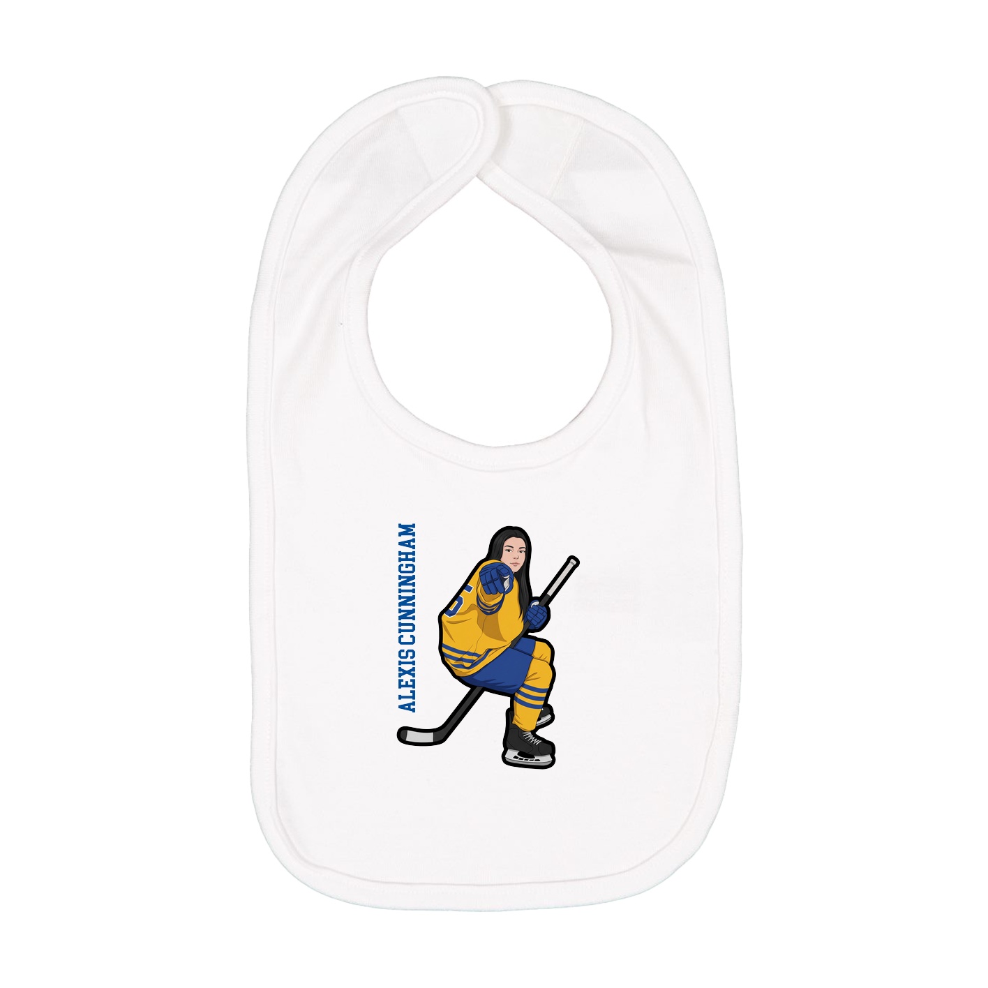 Infant Bib — Name Vertical in White