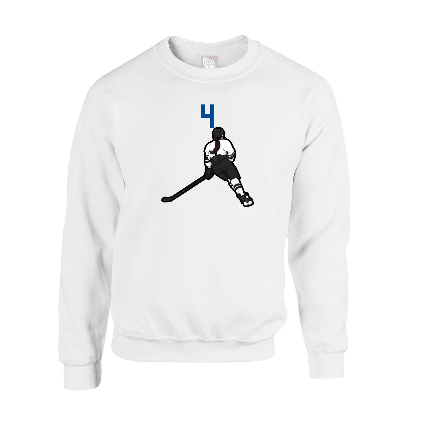 Fleece Crew — Number Top in White
