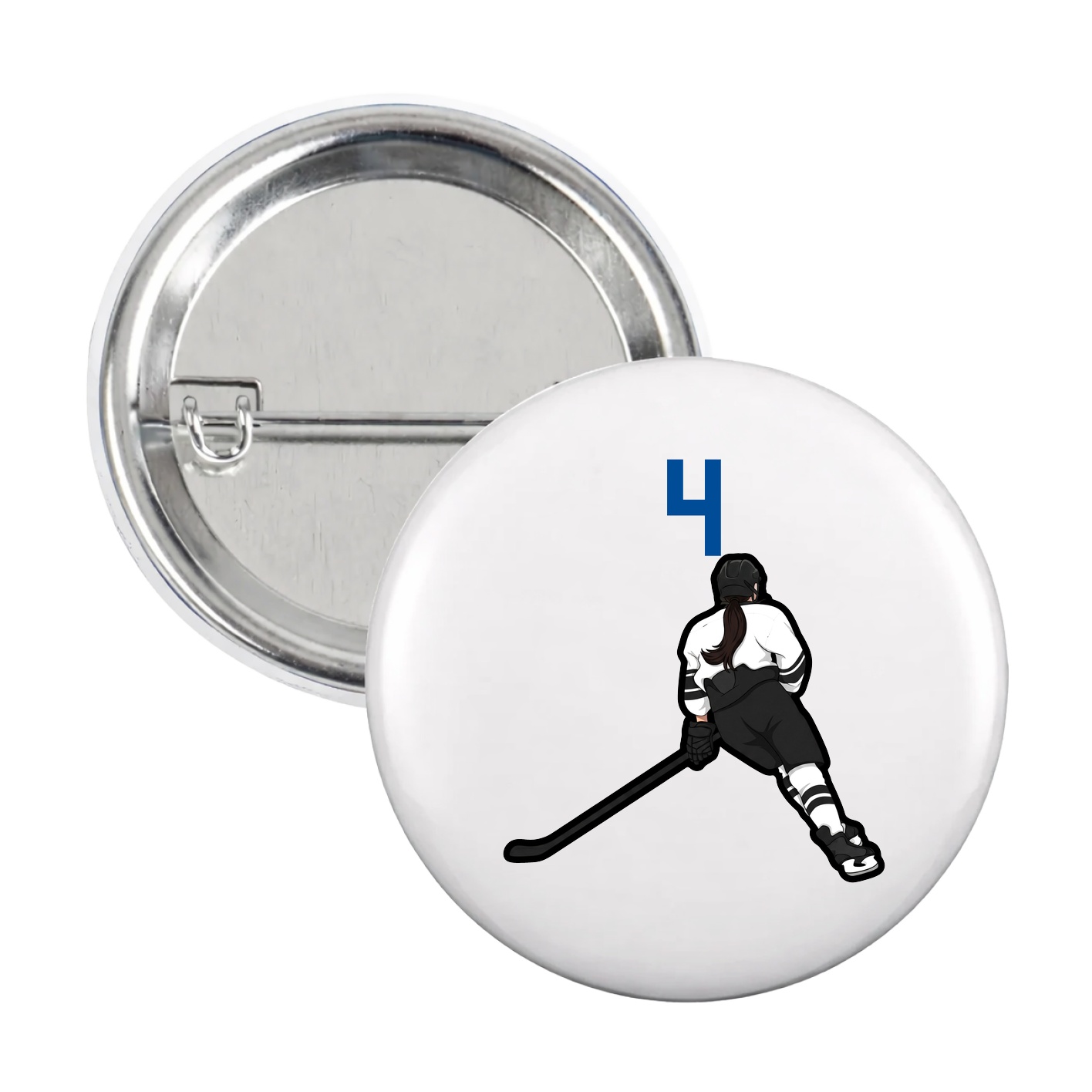 Game Day Button — Number Top in White