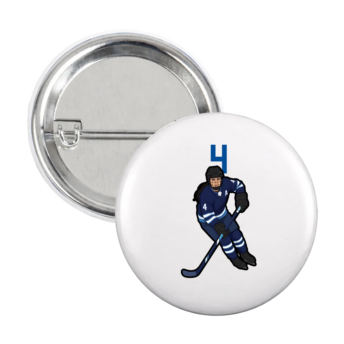 Game Day Button — Number Top in White