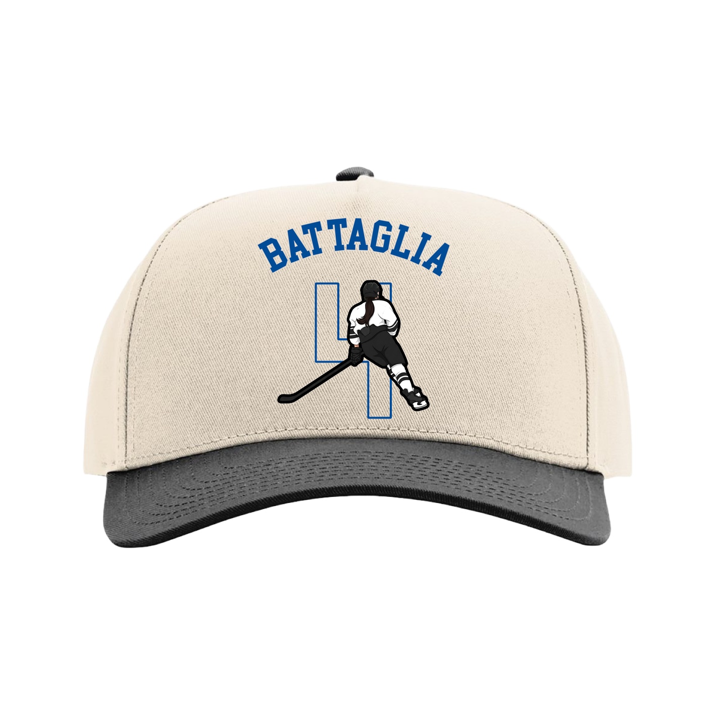 Full Fabric Five-Panel Champ Cap — Shirsey Arch in Cream/Black