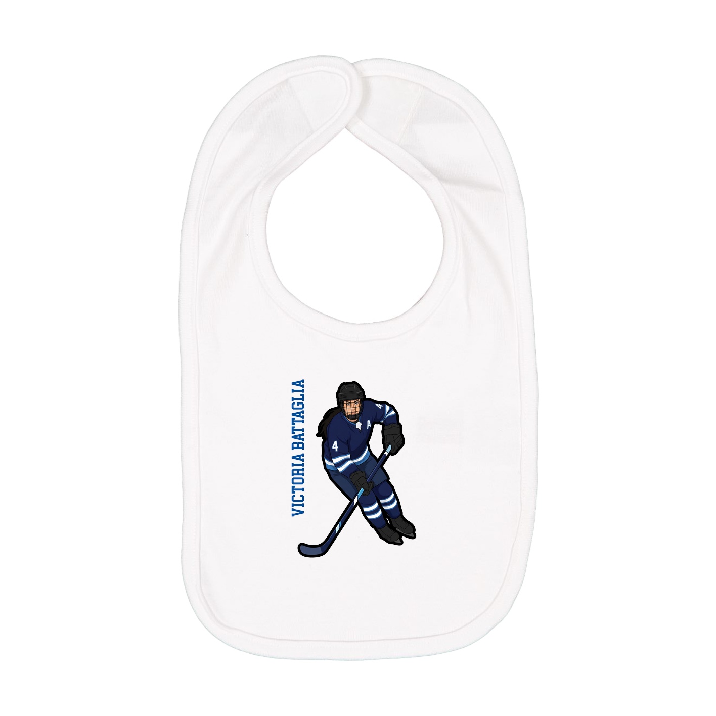 Infant Bib — Name Vertical in White