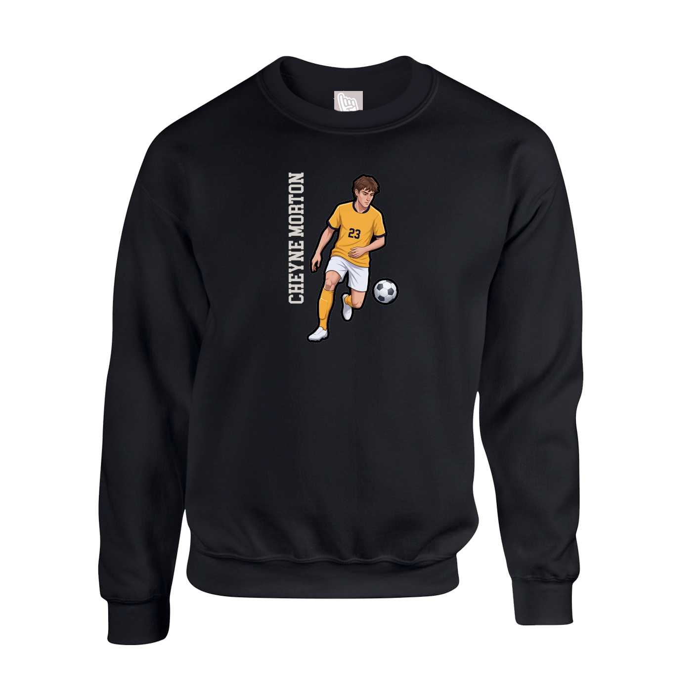 Fleece Crew — Name Vertical in Black