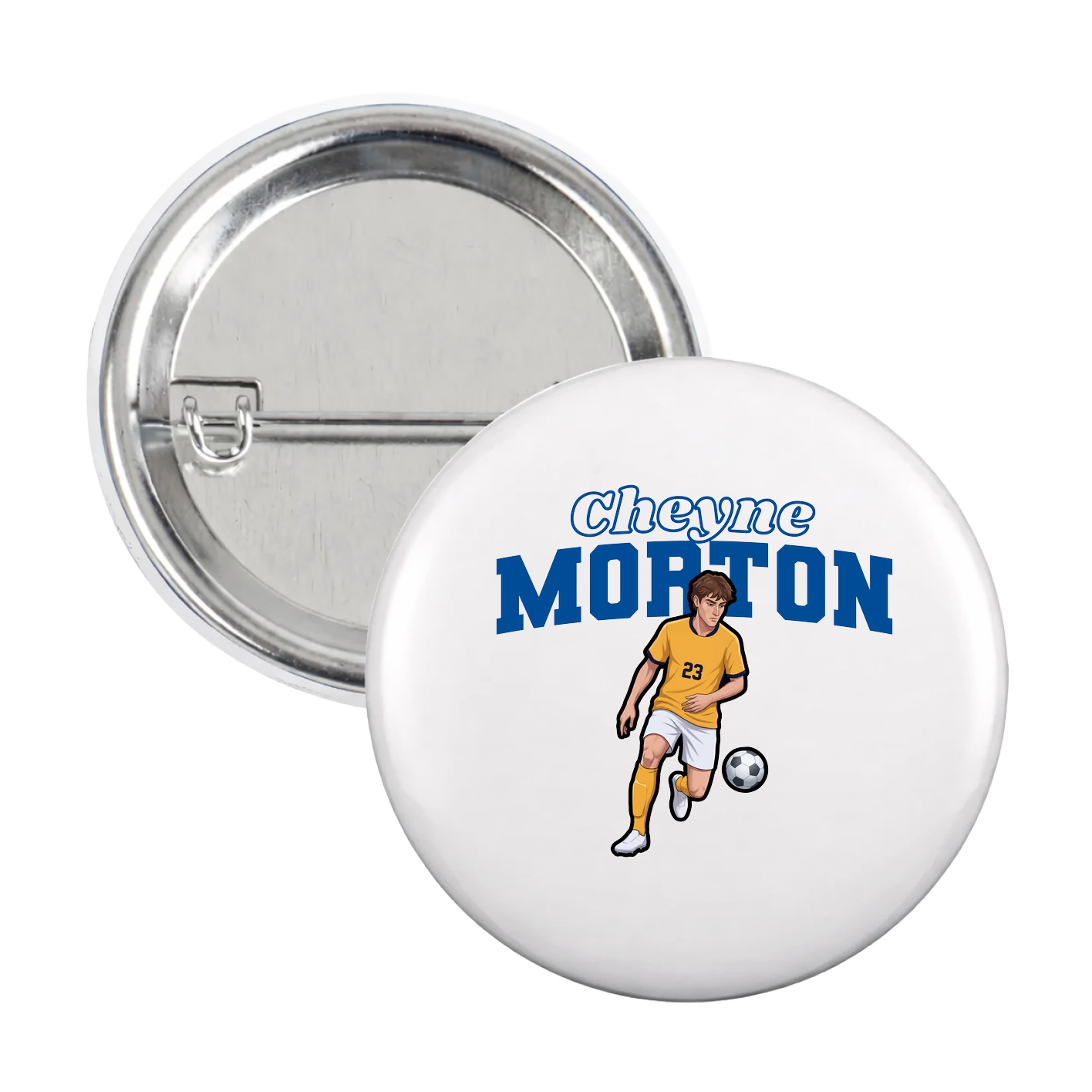 Game Day Button — Name Arch in White